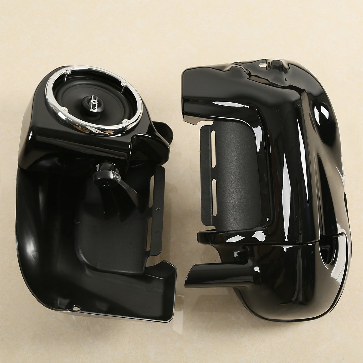 XFMT Lower Vented Leg Fairing with 6.5" Speakers for Harley Touring 1983-2013, ABS Plastic, Black Speaker Pods