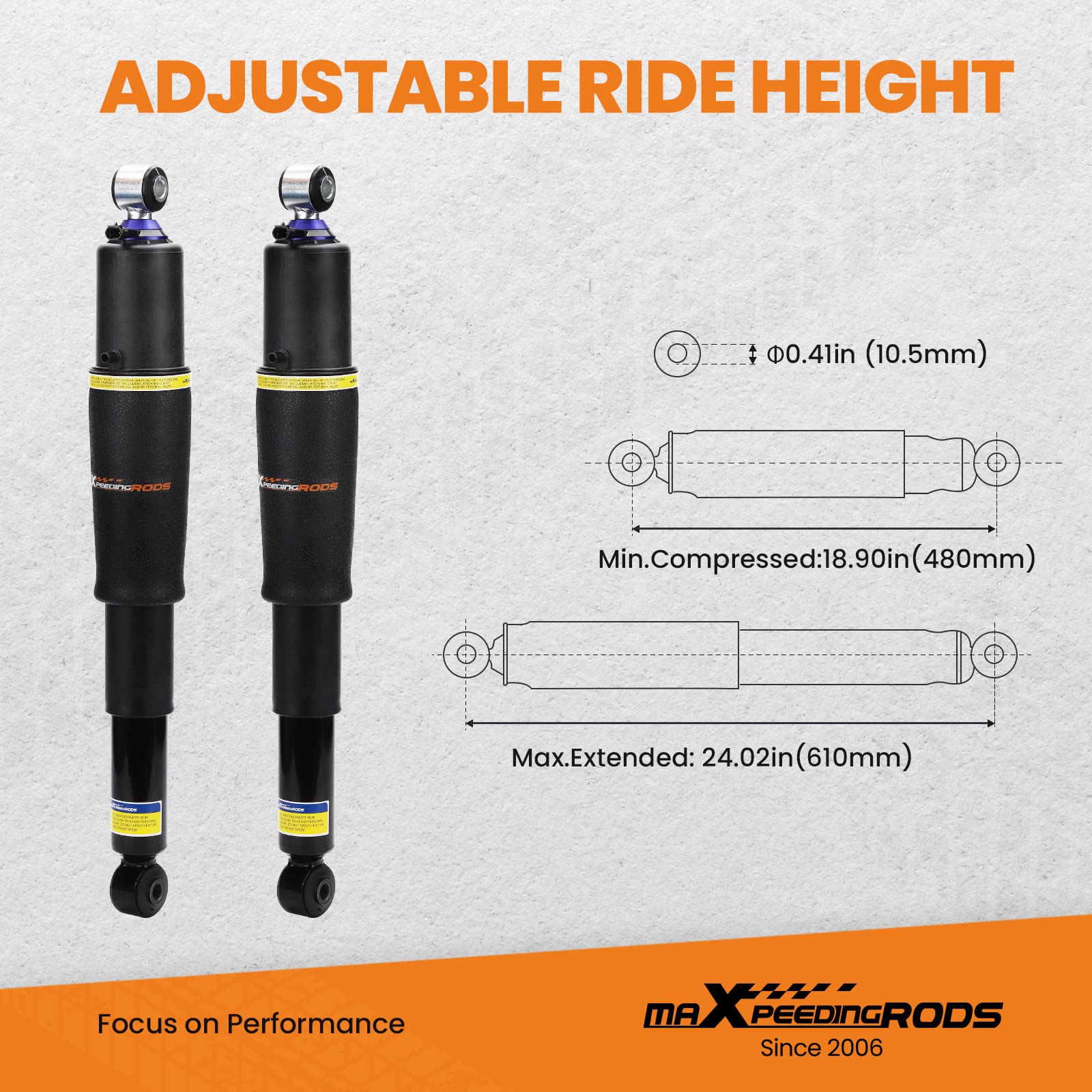 maXpeedingrods Rear Air Shocks Suspension Struts for Cadillac Escalade, Chevy Tahoe, GMC Yukon 2000-2014, Model GG75, 2PCS