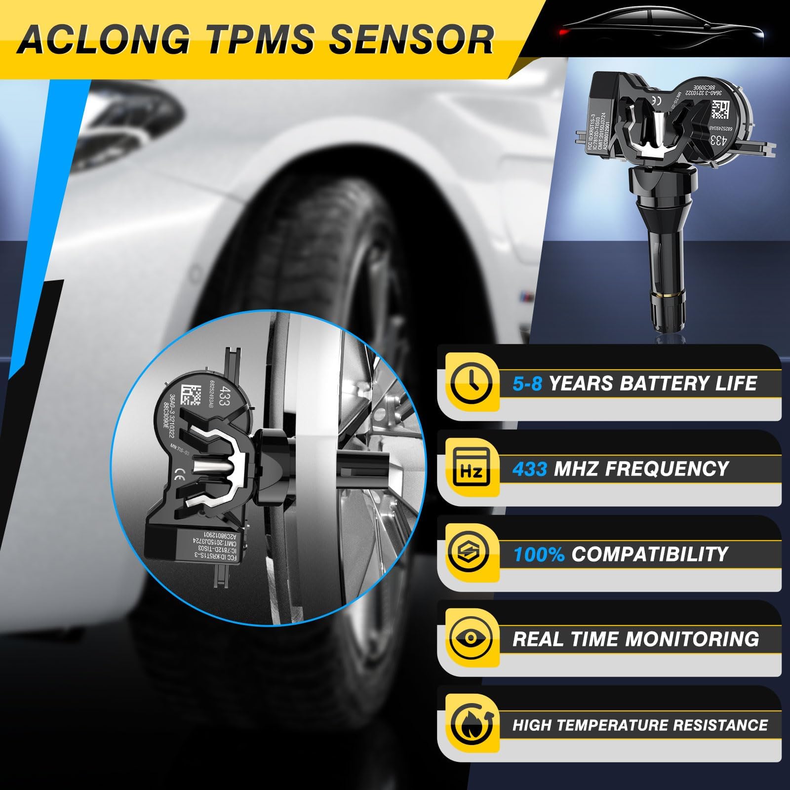 GEARMEISTER TPMS Sensor,433MHZ Tire Pressure Monitor System Sensors for Jeep Grand Cherokee Renegade 2016-2021|Dodge Dart Durang