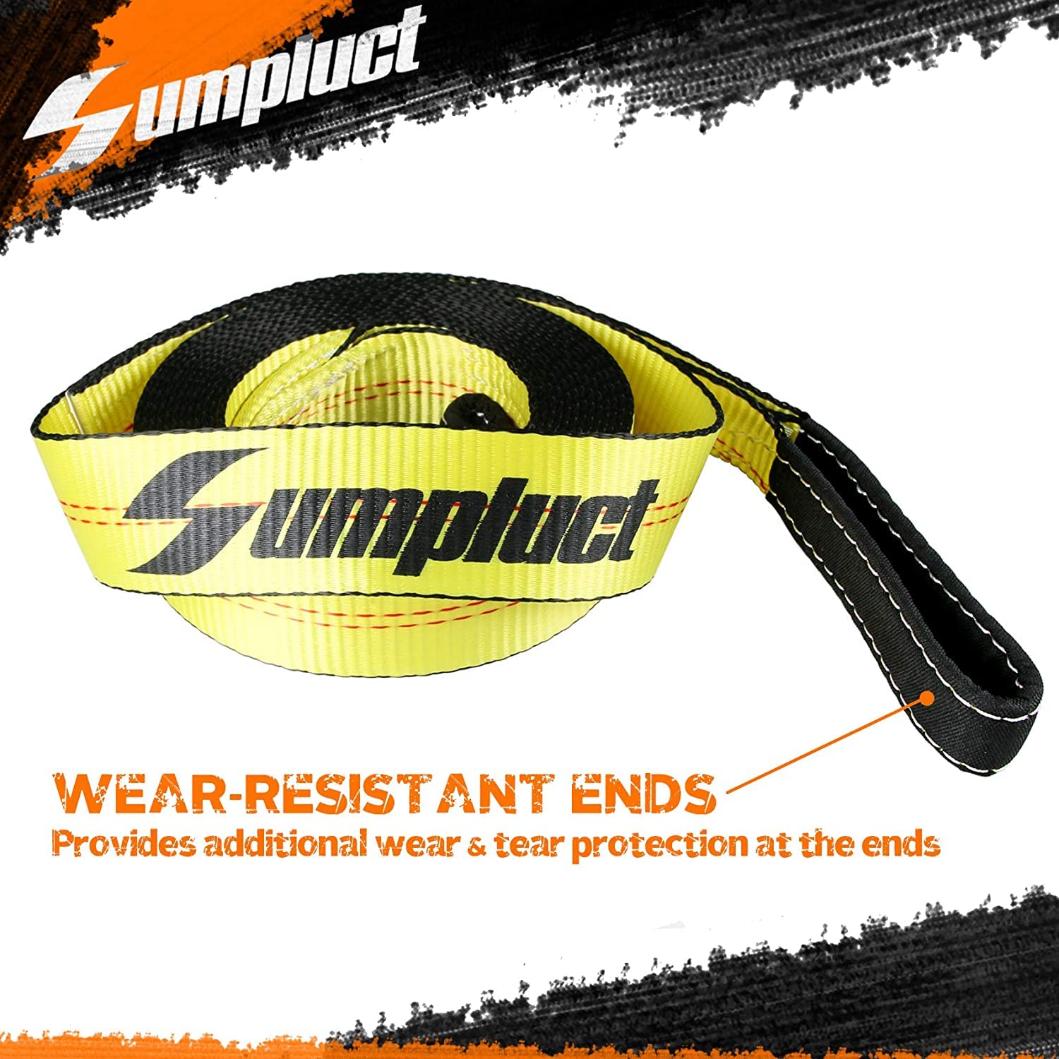 Sumpluct Recovery Tow Strap 2Packs 2In X 20Ft Heavy Duty 20,000 Lbs Break Strength, Use For Emergency 4X4 Towing Rope, Tree Saver, Winch Strap, Triple Reinforced Loops, Protective Sleeves