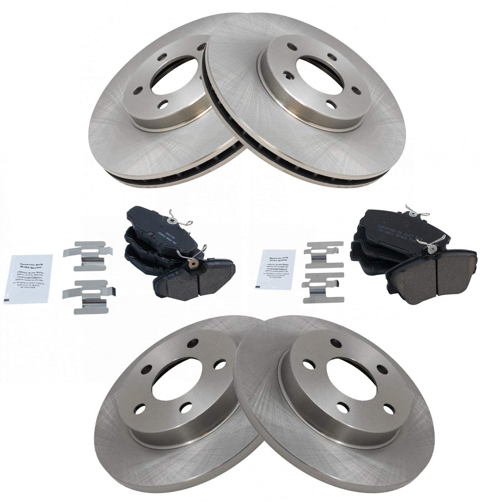 Trq Front And Rear Brake Pad & Rotor Kit Brake Pads Brake Rotor Ceramic Compatible With 1996-2007 Ford Taurus 1995-2002 Lincoln