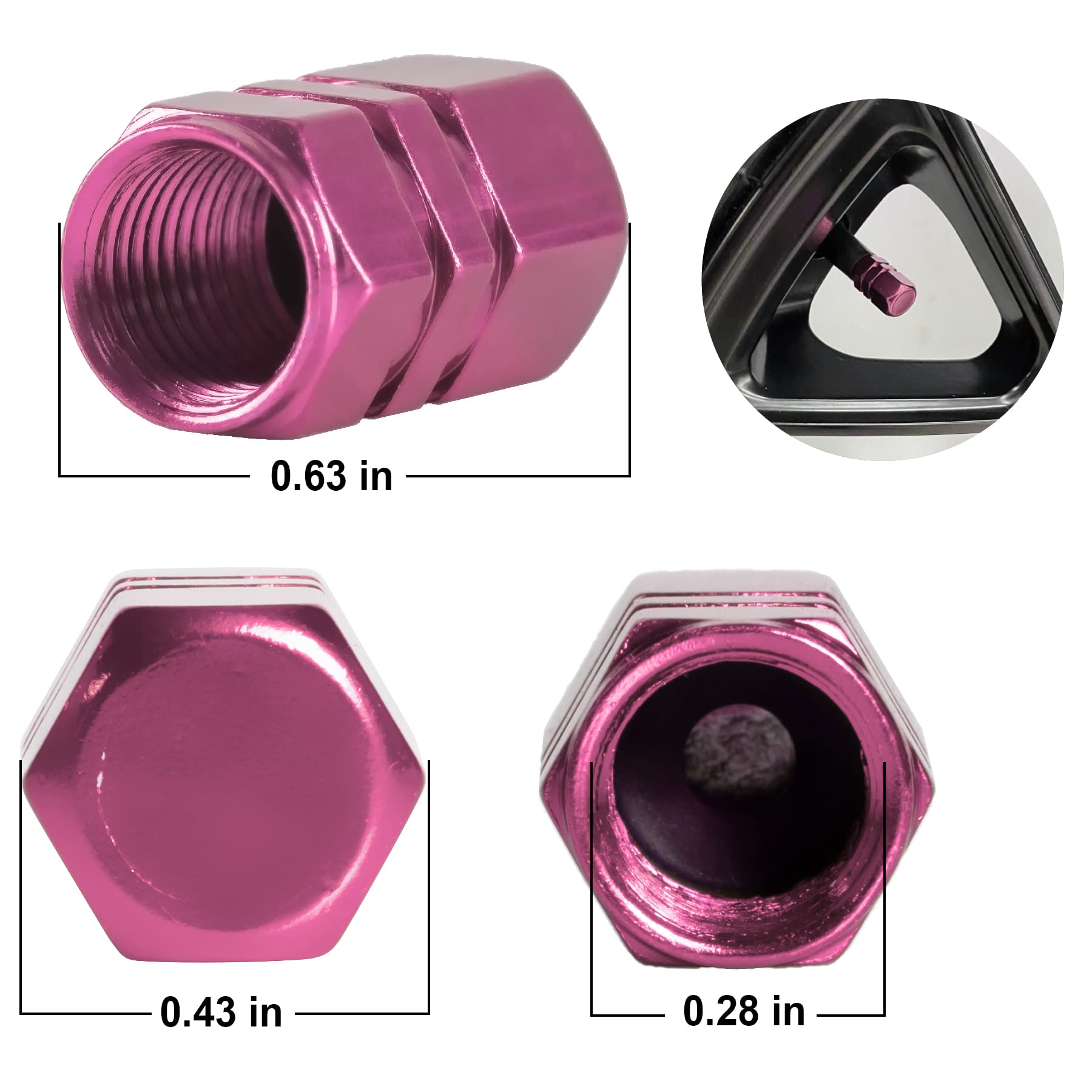 Justtop Car Tire Valve Stem Caps, 12Pcs Air Caps Cover, Universal For Cars, Suvs, Bike, Trucks And Motorcycles-Pink