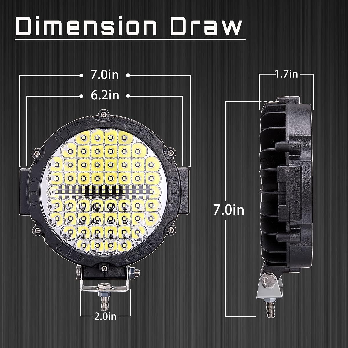 7 Inch Round Led Off Road Driving Lights With Wiring Harness Dt Plug, 120W 12000Lm Led Light Pods Trucks Tractor Leds Work Light