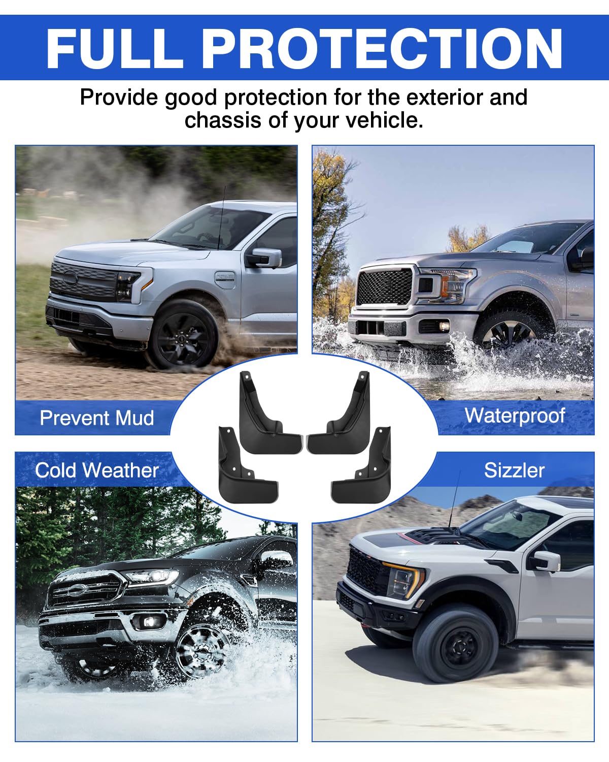 Autorder Mud Flaps for 2023-2025 Honda Accord, Black Plastic, Front & Rear Fender Flares, Model QCYPTNB105, 4-Piece Set