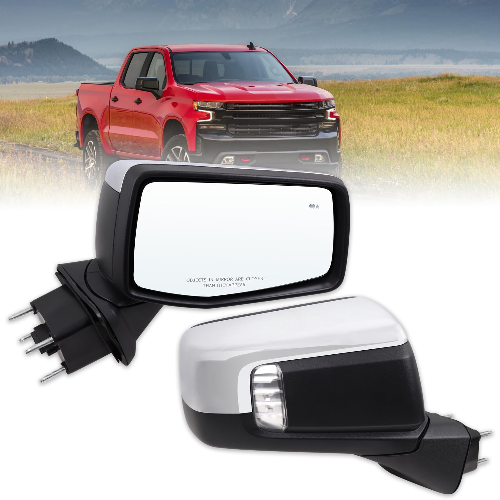 Lqito Right Passenger Side Mirror Compatible With 2019-2025 Chevy Silverado 1500 With Power Glass Manual Folding Temperature Sen
