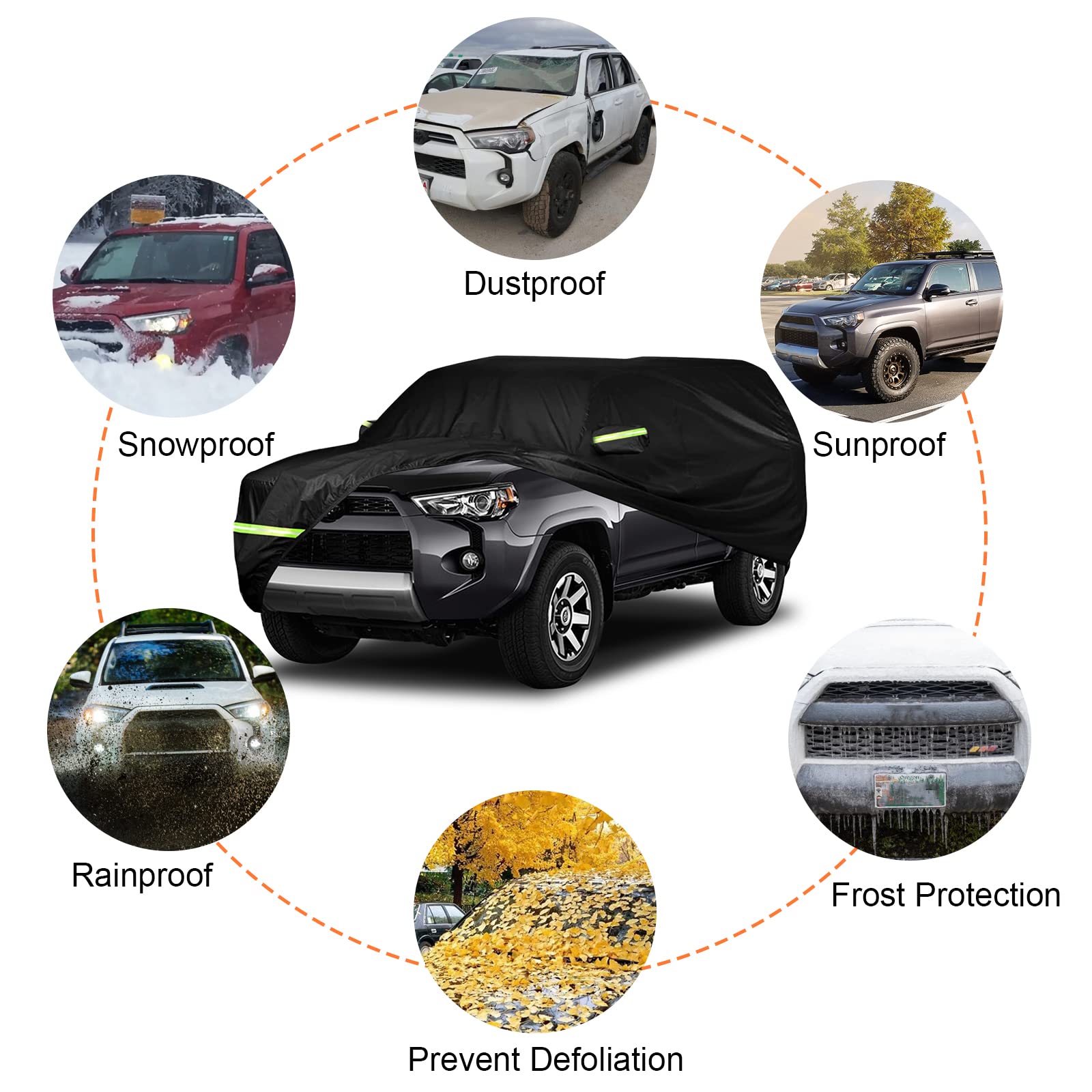Waterproof Car Cover Replace For 2008-2025 Lexus Lx/Toyota Land Cruiser, 6 Layers All Weather Car Covers With Zipper Door & Wind