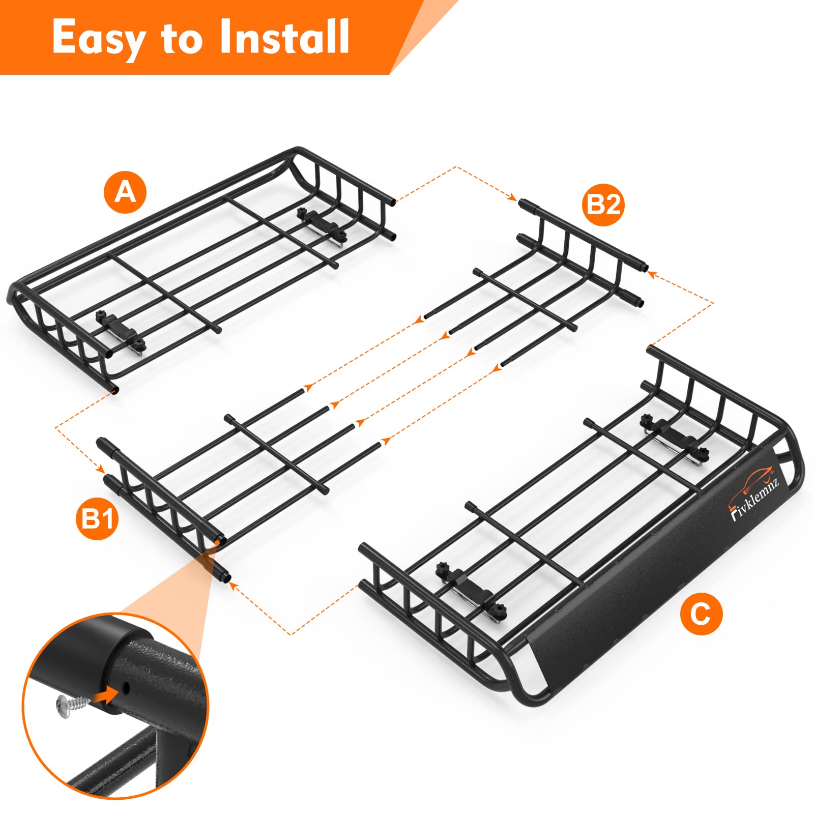 Fivklemnz Roof Rack Cargo Carrier, Universal Roof Basket (49''X 36''X 5'') + 15 Cubic Feet Waterproof Rooftop Cargo Carrier Bag