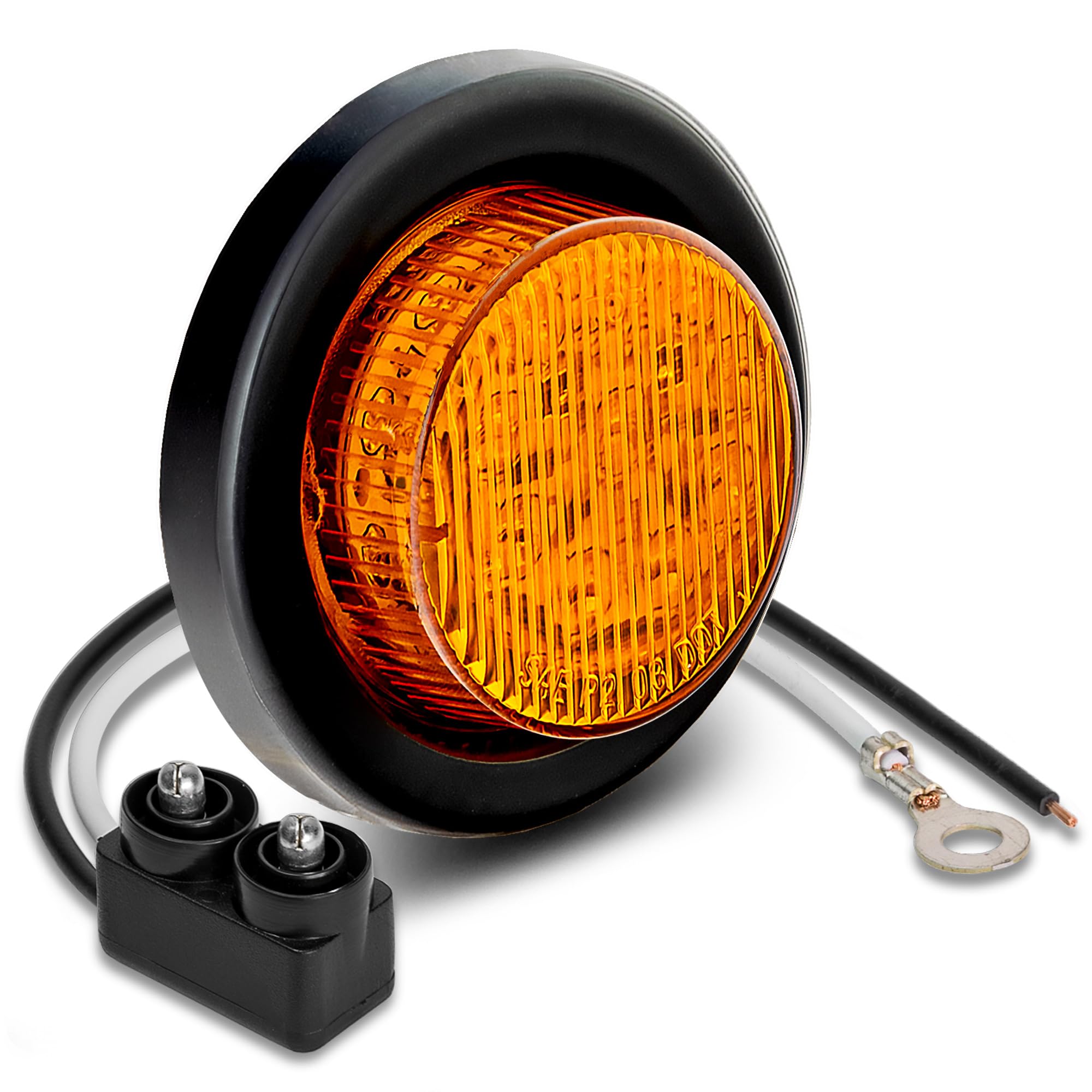 True Mods 2'' 12V Amber Round 10 Led Light [2 In 1 Reflector] [Polycarbonate] [Dot Fmvss 108] [Sae P2] [Grommet & Plugs] Submers
