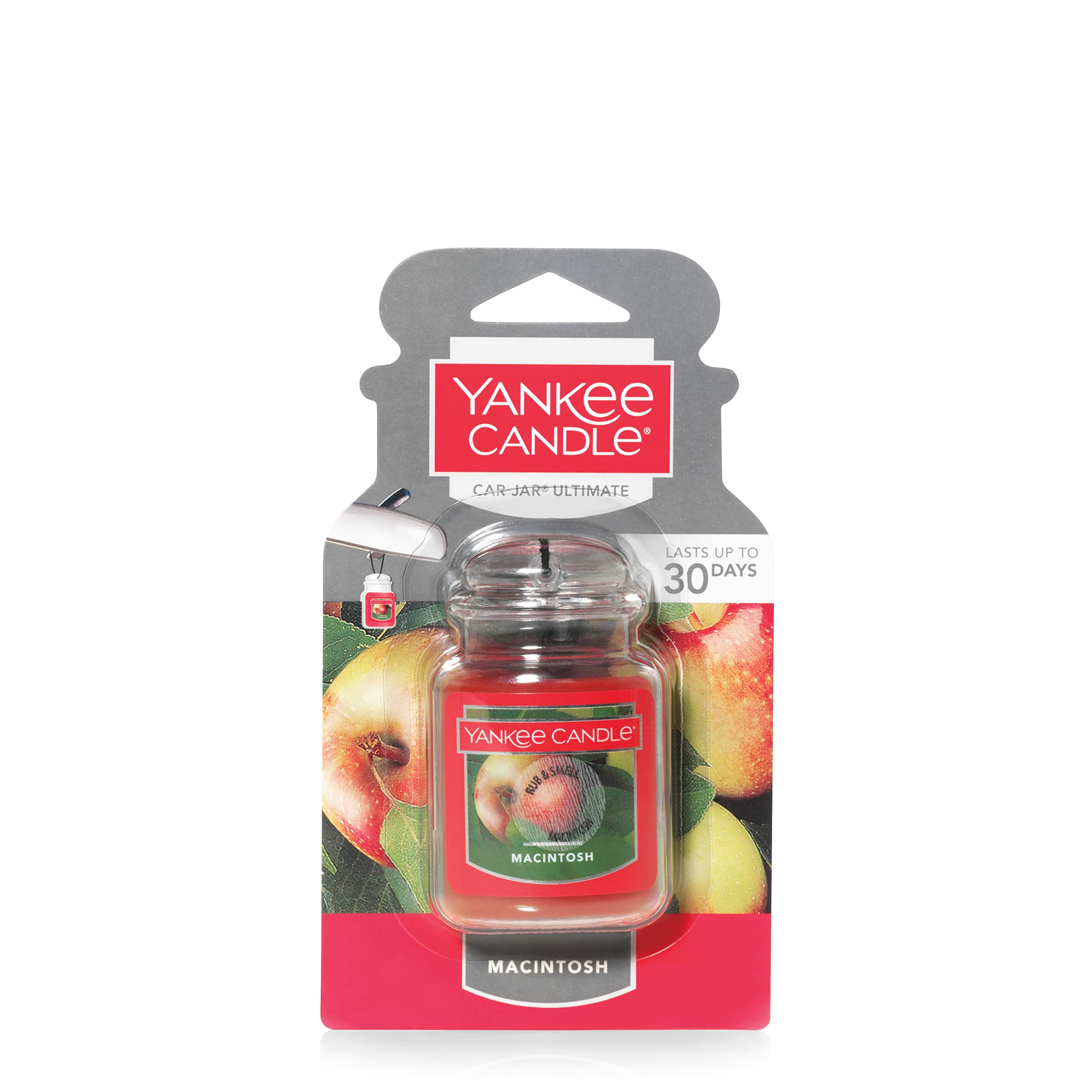 Yankee Candle Car Air Fresheners, Hanging Car Jar Ultimate Macintosh Scented, Neutralizes Odors Up To 30 Days