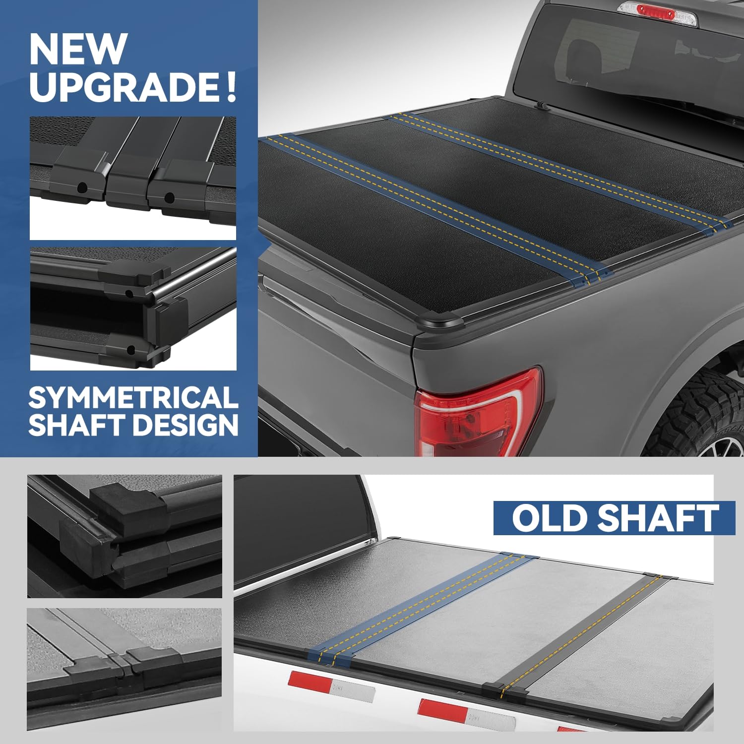 Auto Dynasty Frp Hard Tri-Fold Truck Bed Tonneau Cover Compatible With 2014-2019 Chevy Silverado Gmc Sierra 1500 1500Ld 2500Hd 3