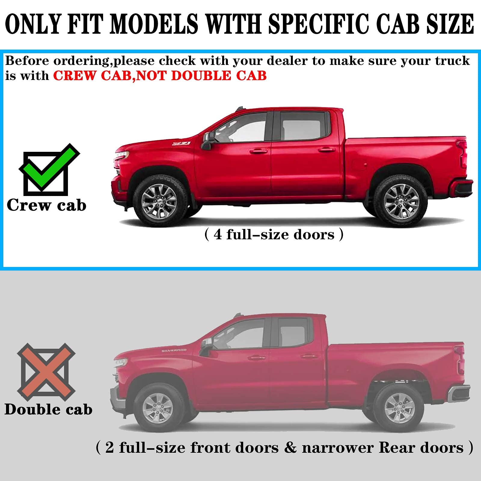 Comnova 6 Inch Running Boards Compatible With 19-25 Chevy Silverado 1500 Crew Cab, 20-25 Silverado/Sierra 2500Hd 3500Hd Crew Cab