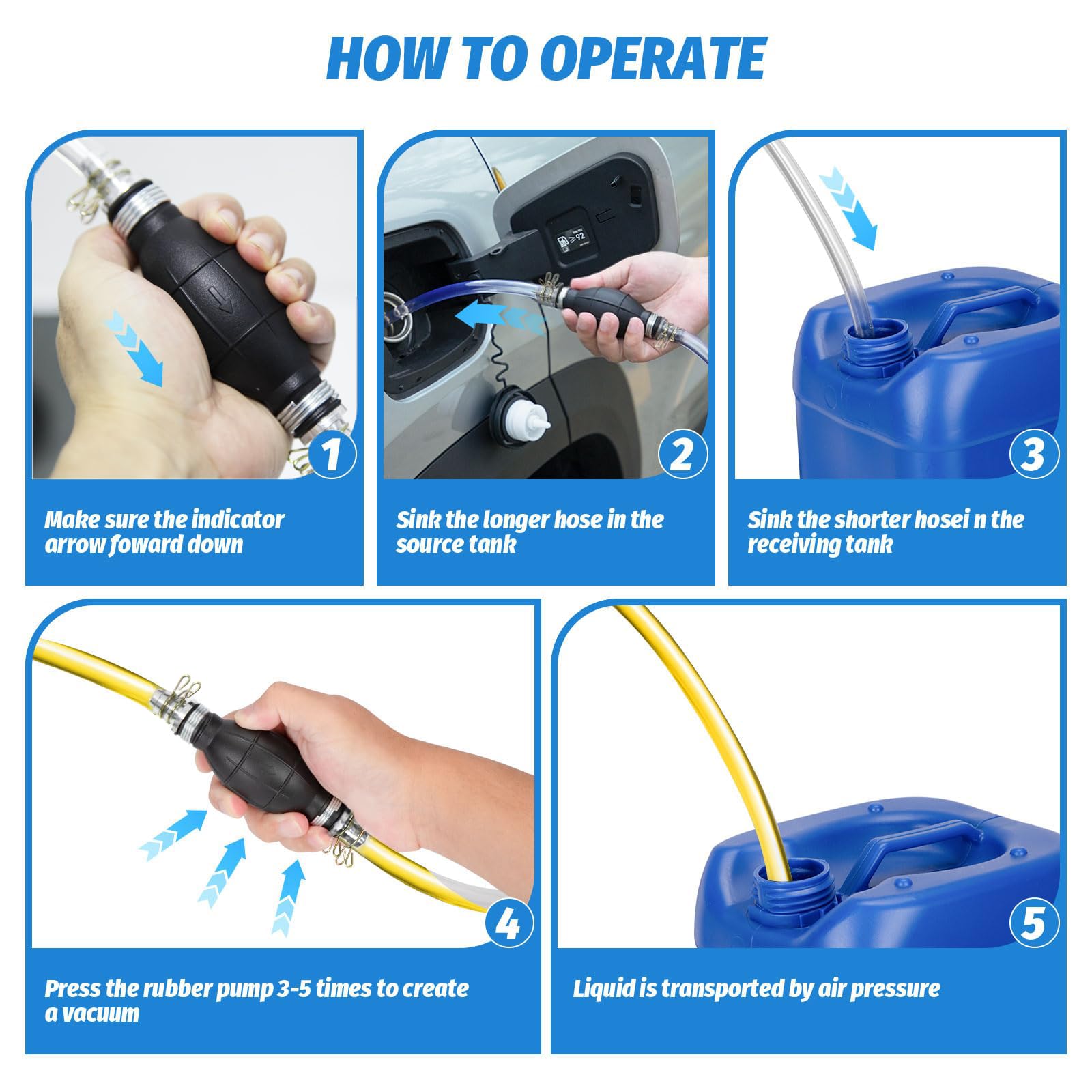 Gasoline Siphon Hose, Gas Oil Water Fuel Transfer Siphon Pump, Portable Widely Use Hand Fuel Pump, Fuel Transfer Pump With Pvc H