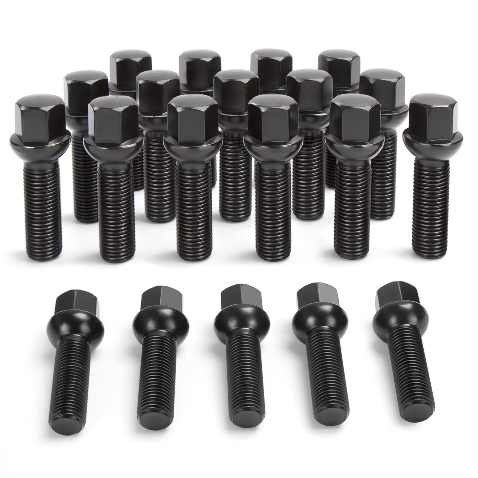 Sucoso 20Pcs 14X1.5 Extended Lug Bolts With 40Mm Shank Length Ball Seat,Aftermarket Wheel Lug Bolts For Spacers,Compatible A3 A4
