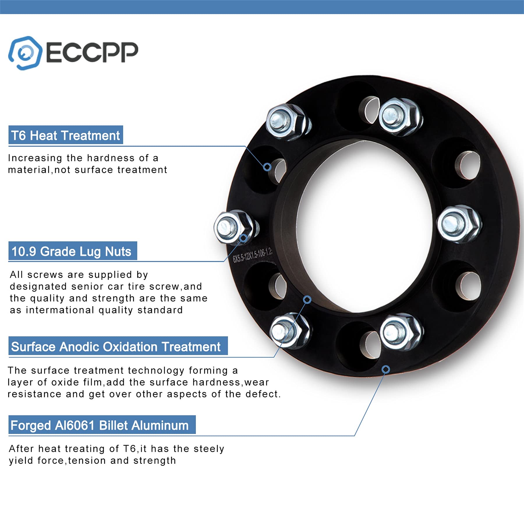 ECCPP 4PCS 1.25 inch 6 Lug Hubcentric Wheel spacers 6x135mm to 6x135mm with 14x2 Studs 87mm Fits for 2004-2014 for Ford Expediti