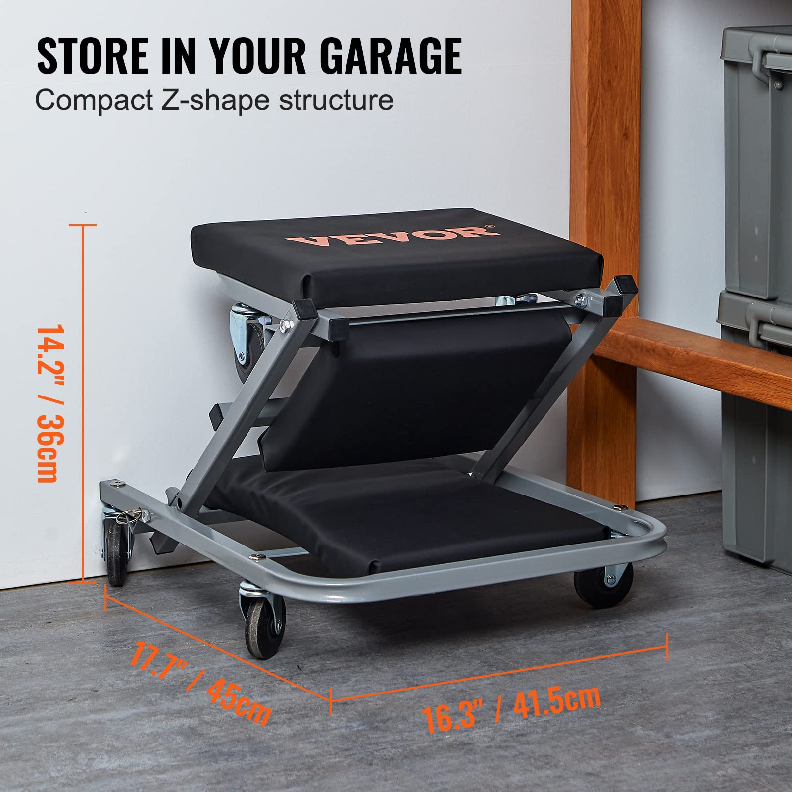 Vevor Mechanic Creeper, Garage Gift, 36' Z Creeper Seat, 2 In 1 Mechanic Gifts, 300 Lbs Capacity, Low Profile Creeper With 6 Pcs Wheels In Garage/Shop For Fathers Day Tool Gift