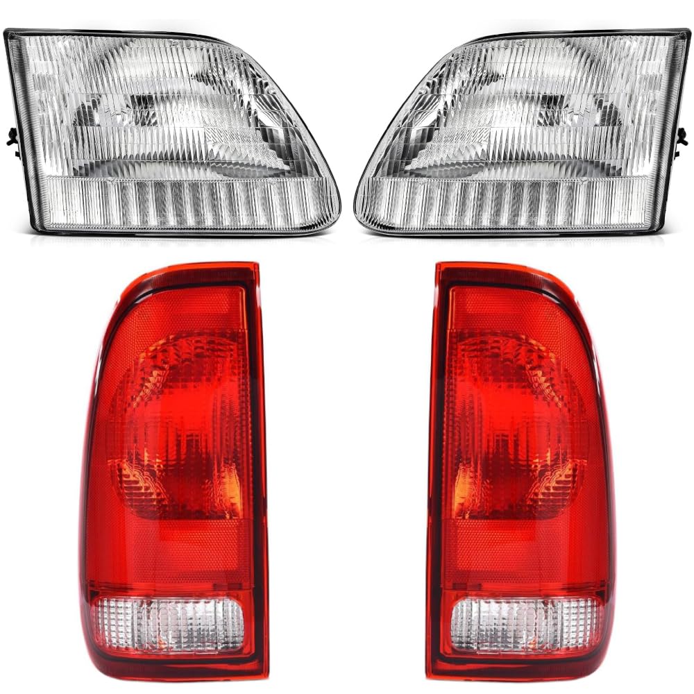EPIC LIGHTING OE Spec-B Halogen Replacement Headlights Tail Lights Compatible with FORD 97-03 F-150 97-99 F-250-4-Piece Combo