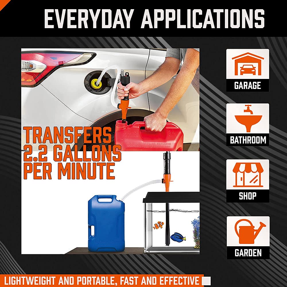 HORUSDY Portable Power Battery Pump, 2.2GPM Water & Fuel Transfer, Ideal for Camping, Emergency, & Household Use