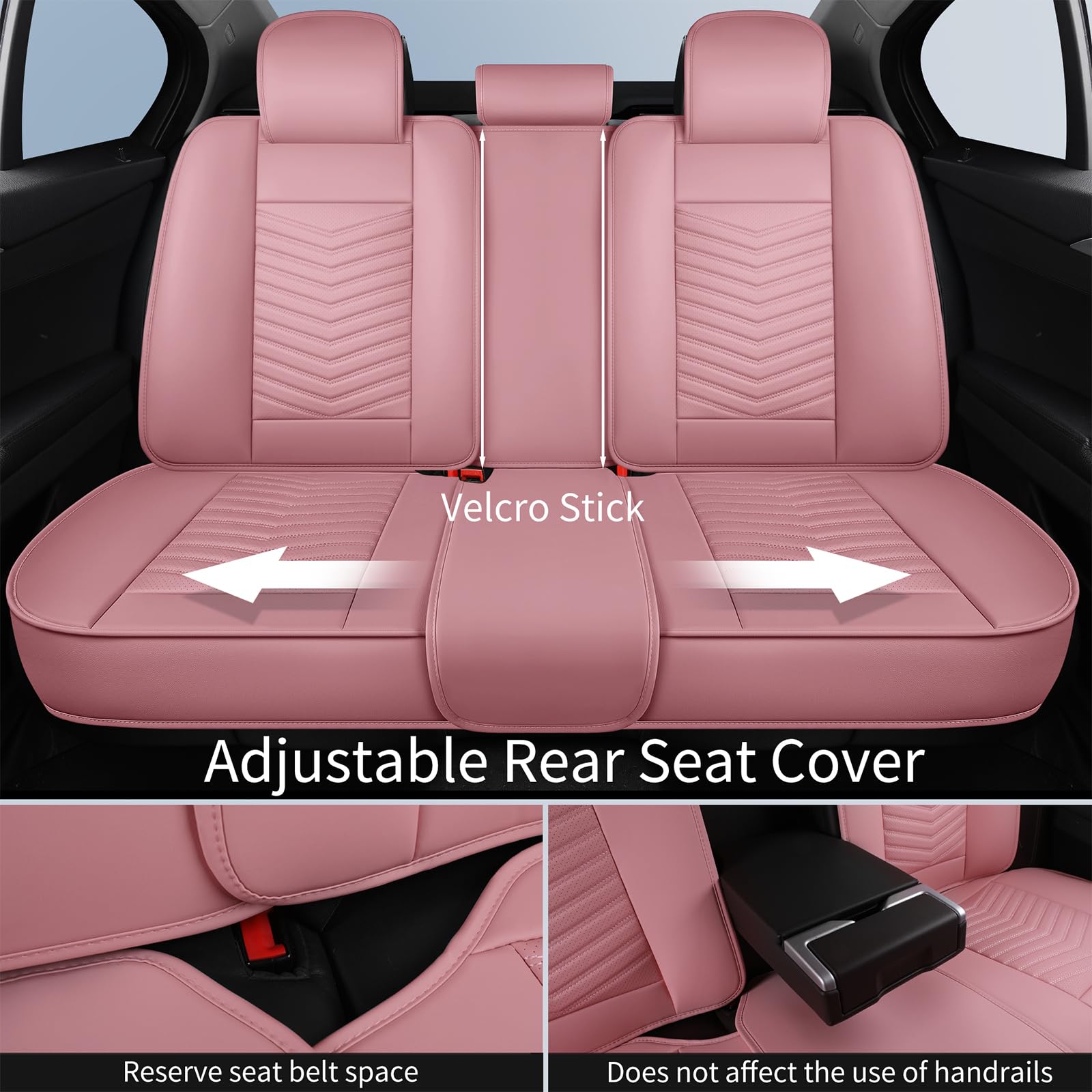 HChengkikz Pink Car Seat Covers Full Set, Waterproof Leather, Universal Fit for Cars, SUVs, Trucks, Model KZ01