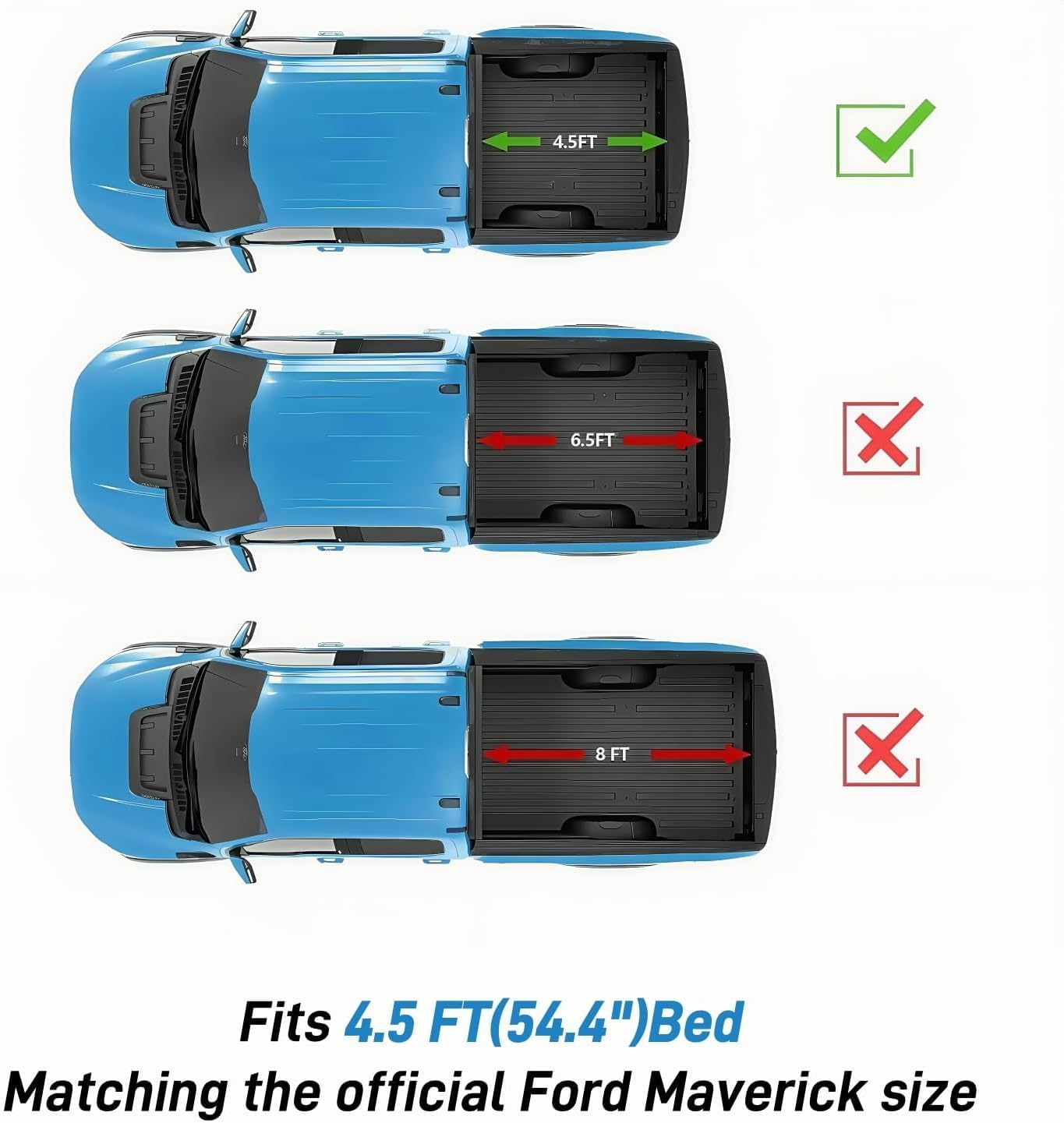 TOMOKA 4.6ft (54.4'') Soft Roll-Up Truck Bed Tonneau Cover Compatible with 2022 2023 2024 2025 Ford Maverick 4.5ft Bed | Durable