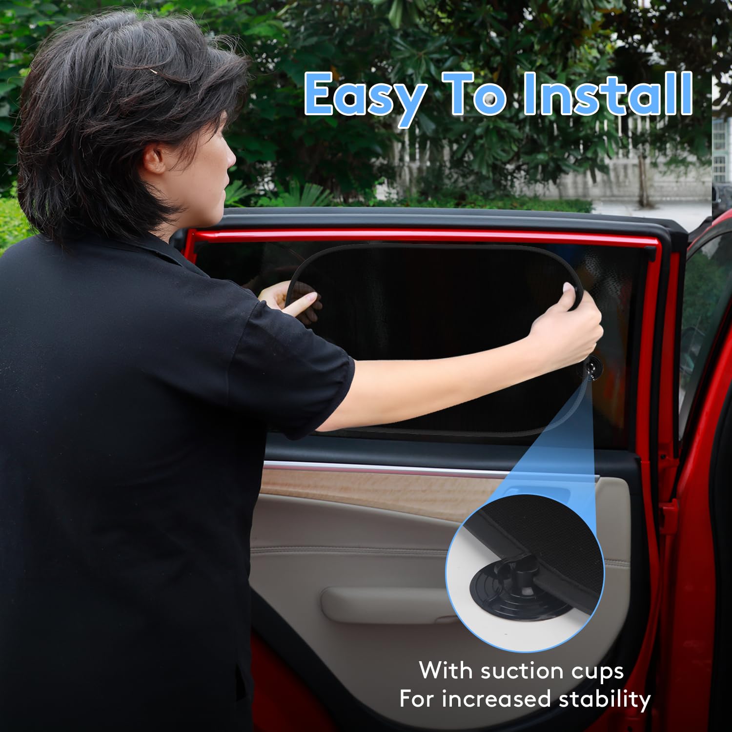 EZTIME Car Window Shade for Baby (20x12), 4 Pack Car Sun Shade Baby with Suction Cups-2 Semi-Transparent and 2 See-Through,