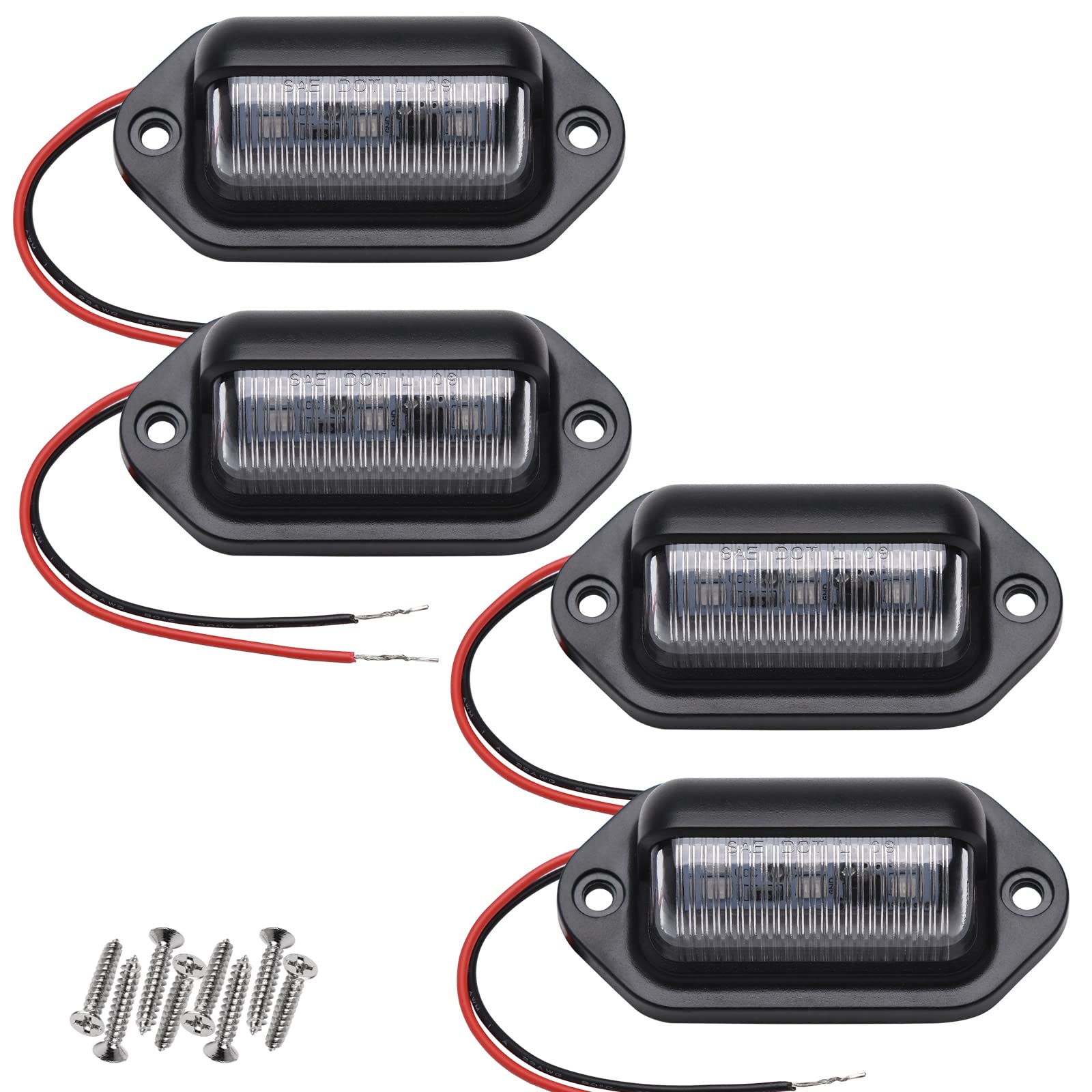 4Pcs Amber Yellow Led License Plate Light, 12V-24V Dc Waterproof 6-Smd Taillight, For Truck Suv Trailer Van Rv Boats Step/Markin