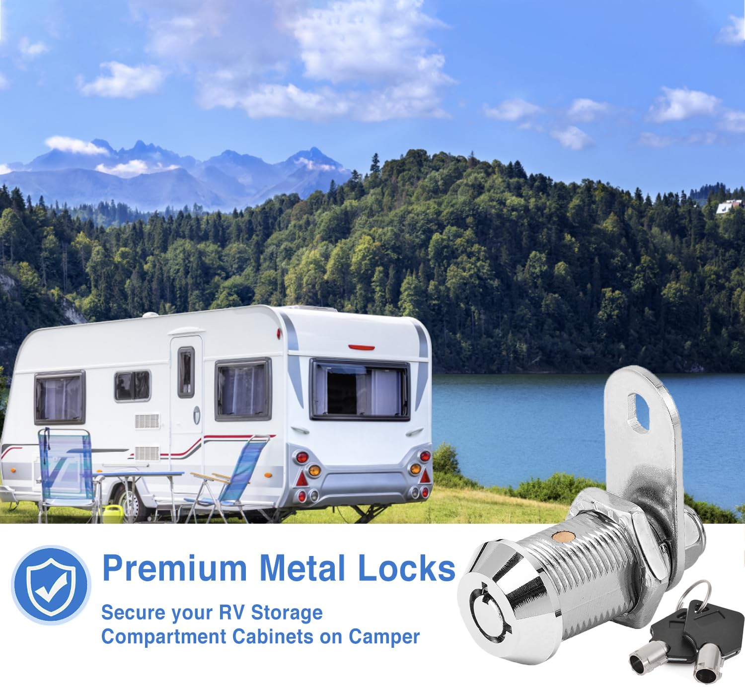 Cam Locks Rv Storage Keyed Alike, 1'' Fits On 3/4'' Max Door Thickness, Compartment Locks For Camper Trailer Cabinet With Keys (