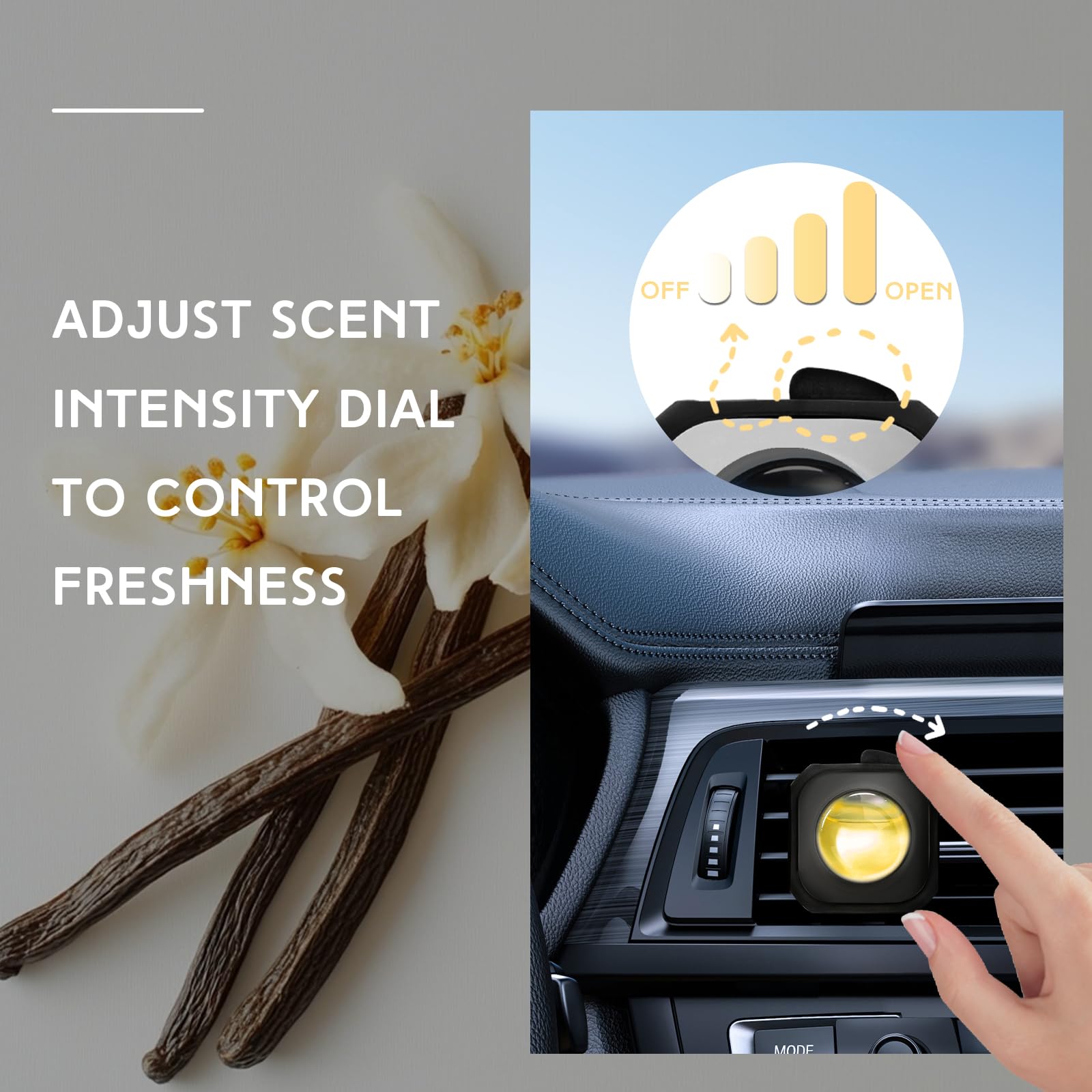 SCENTORINI Car Freshener Vent Clip, Variety Pack, 3 Vanilla + 3 Cotton Car Vent Clip Long Lasting, Car Fresheners for Men