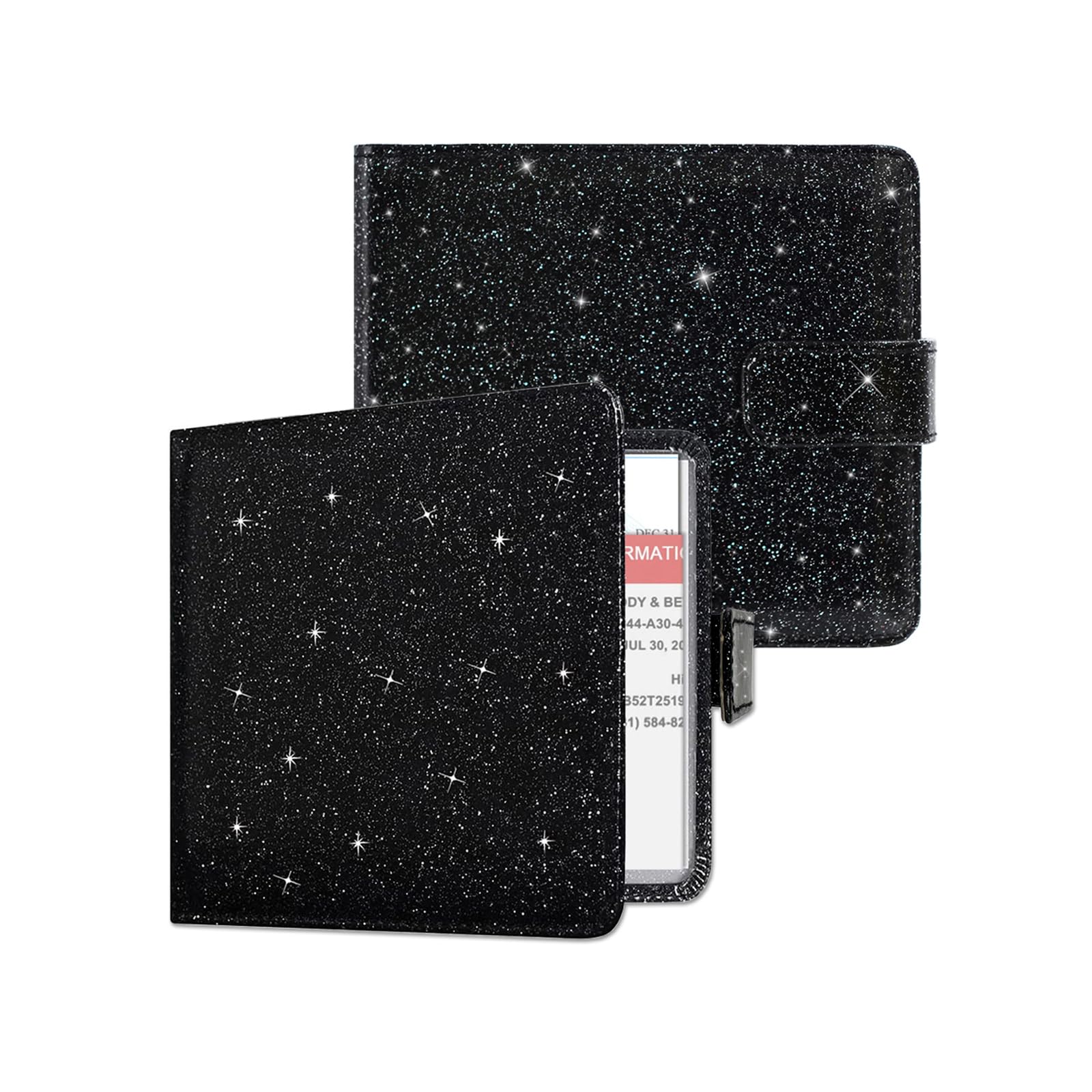 Yaviv Car Registration And Insurance Holder, Premium Leather Car Document Organizer Cool Car Accessories For Cards, Essential Document And Driver License, Black Glitter