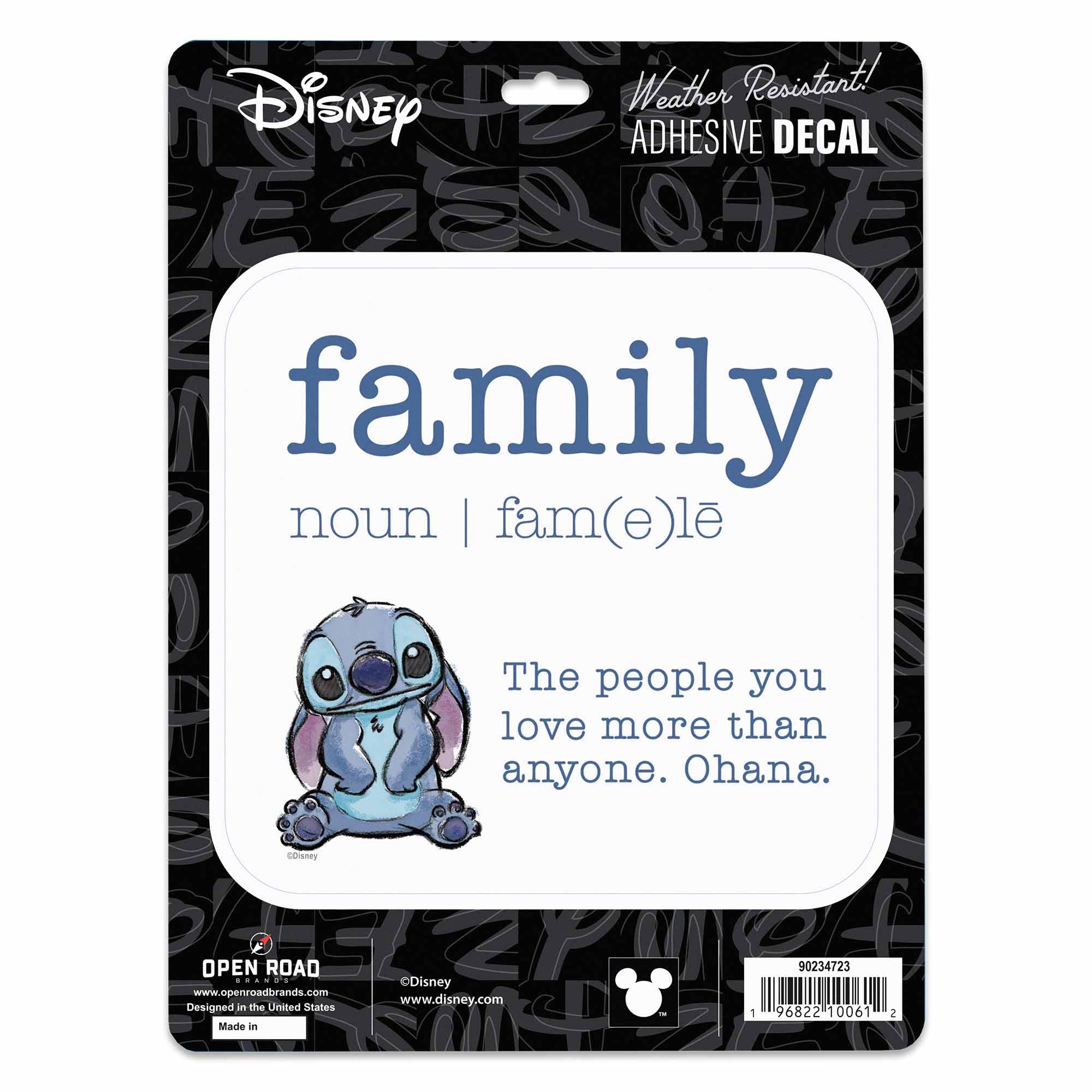 Disney Lilo and Stitch Family Definition Adhesive Vinyl Decal - Fun Stitch Ohana Sticker for Car or Truck