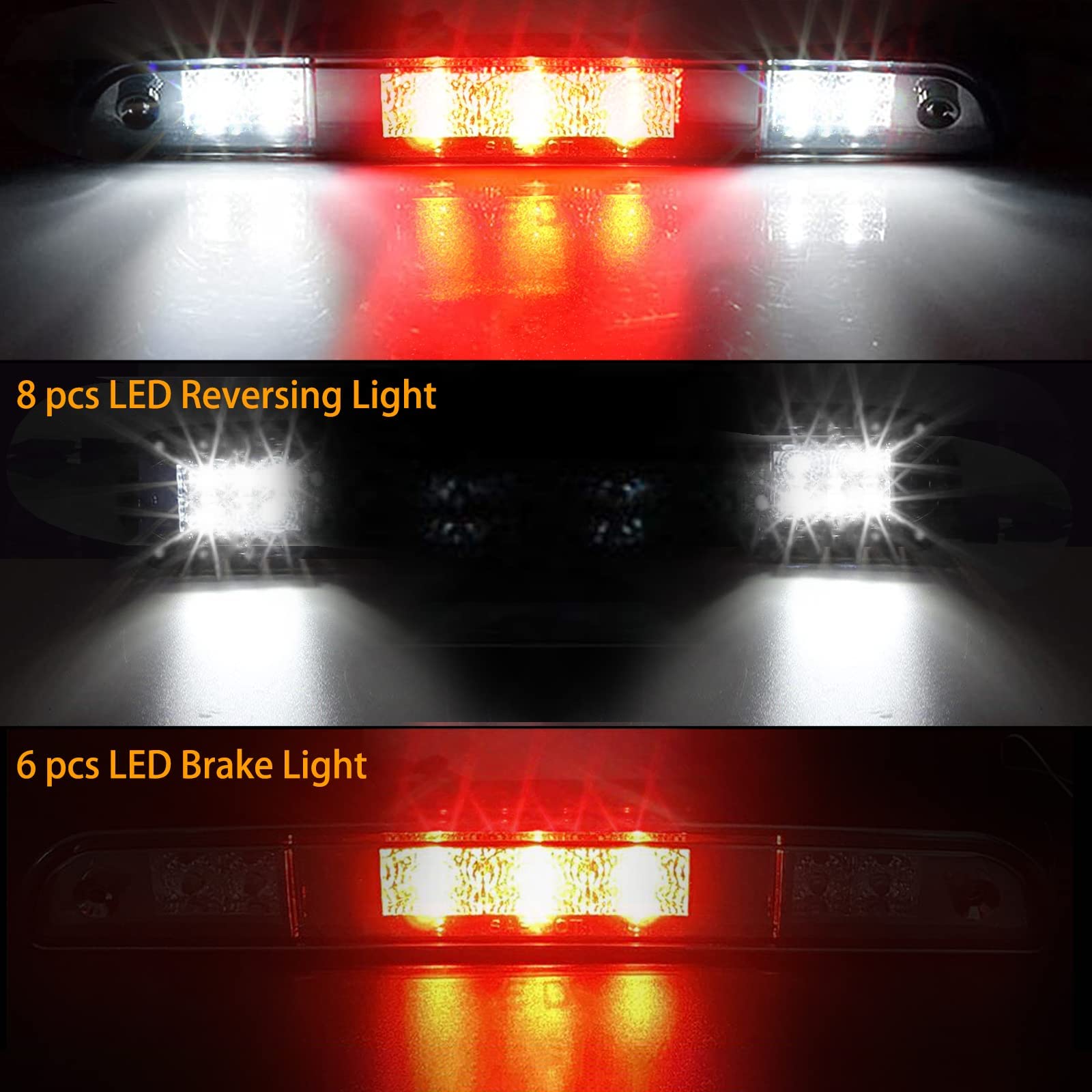 KanSmart LED 3rd Brake Light for 1992-1997 Ford F150/F250/F350/Bronco - Smoked Lens, High Mount, 2-Year Warranty