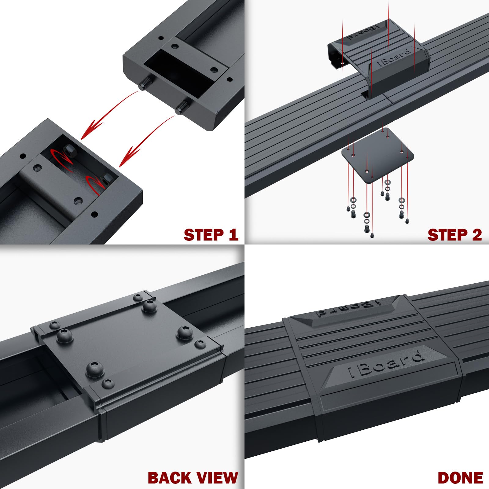 APS Running Boards (Nerf Bars Side Steps Step Bars) Compatible with Ford Econoline 1999-2014 Full Size Van 3-Door (Stainless Ste