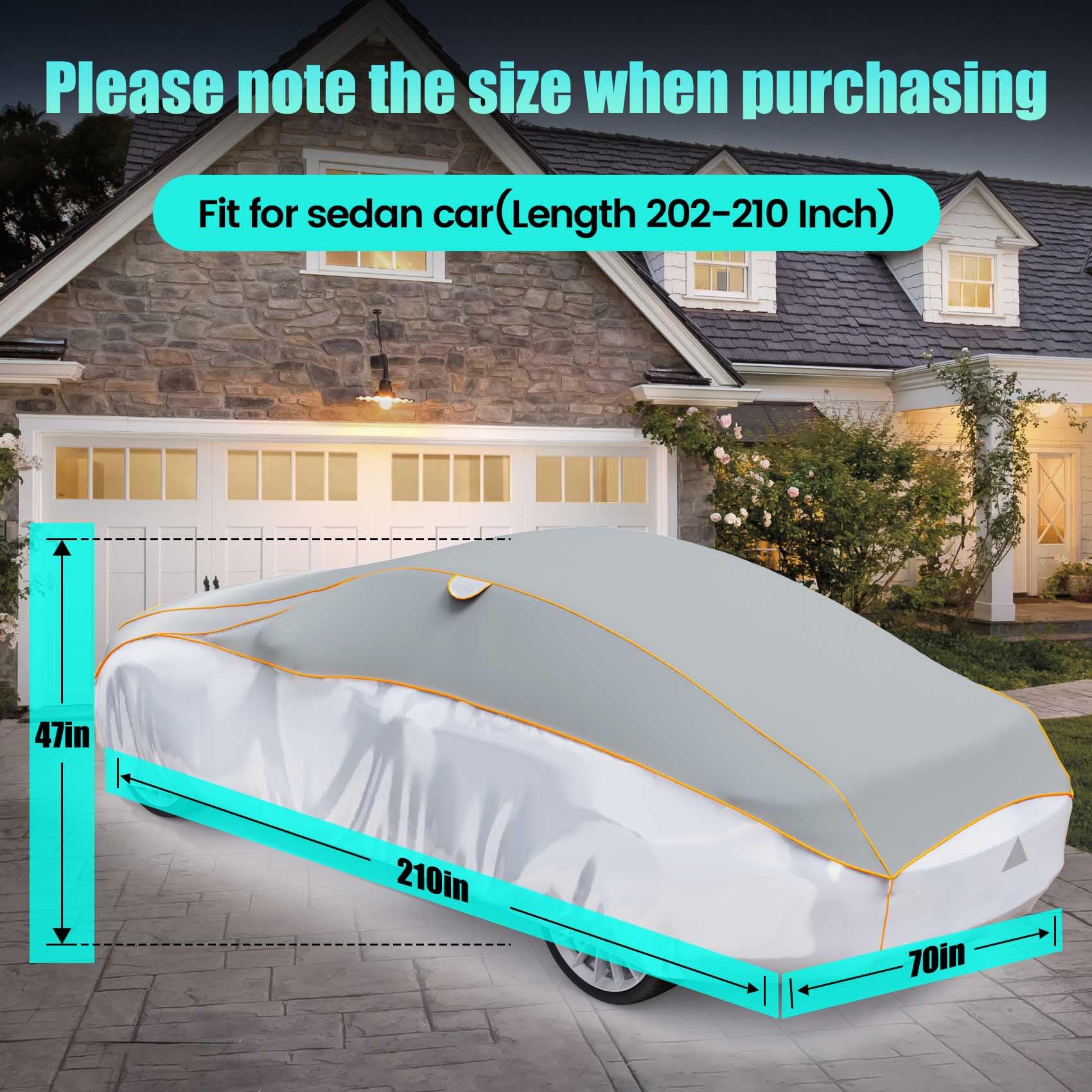 Pulaim Anti Hail Car Cover, Hail Protector Car Cover 6 Layer Thickened, Fits Class A Sedans 202 to 210 in, Heavy Duty Anti-Hail