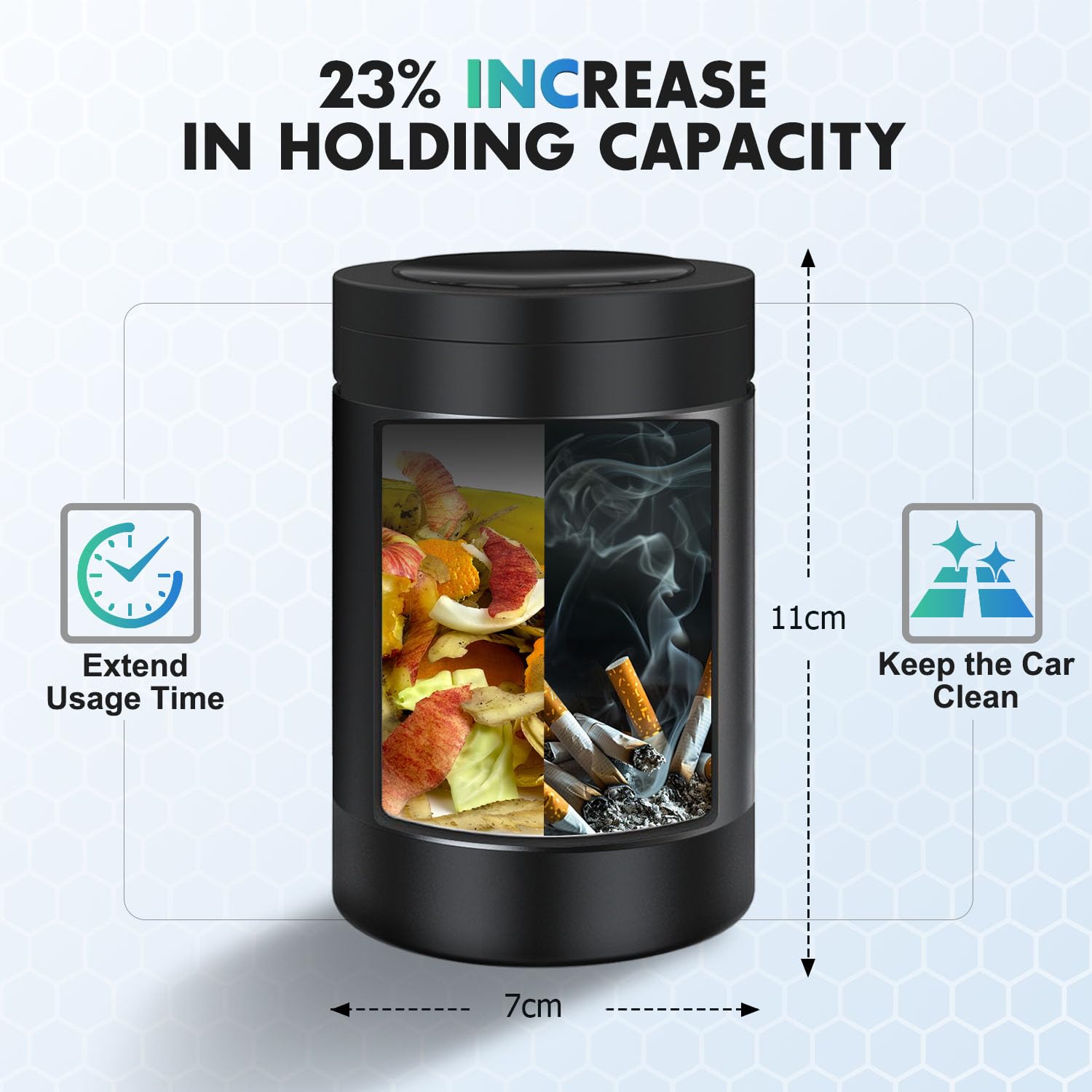 Thikpo Car Ashtray With Lid, Portable Ashtray, Mini Car Trash Can, Detachable Stainless Steel Smokeless Ash Tray With Led Blue L