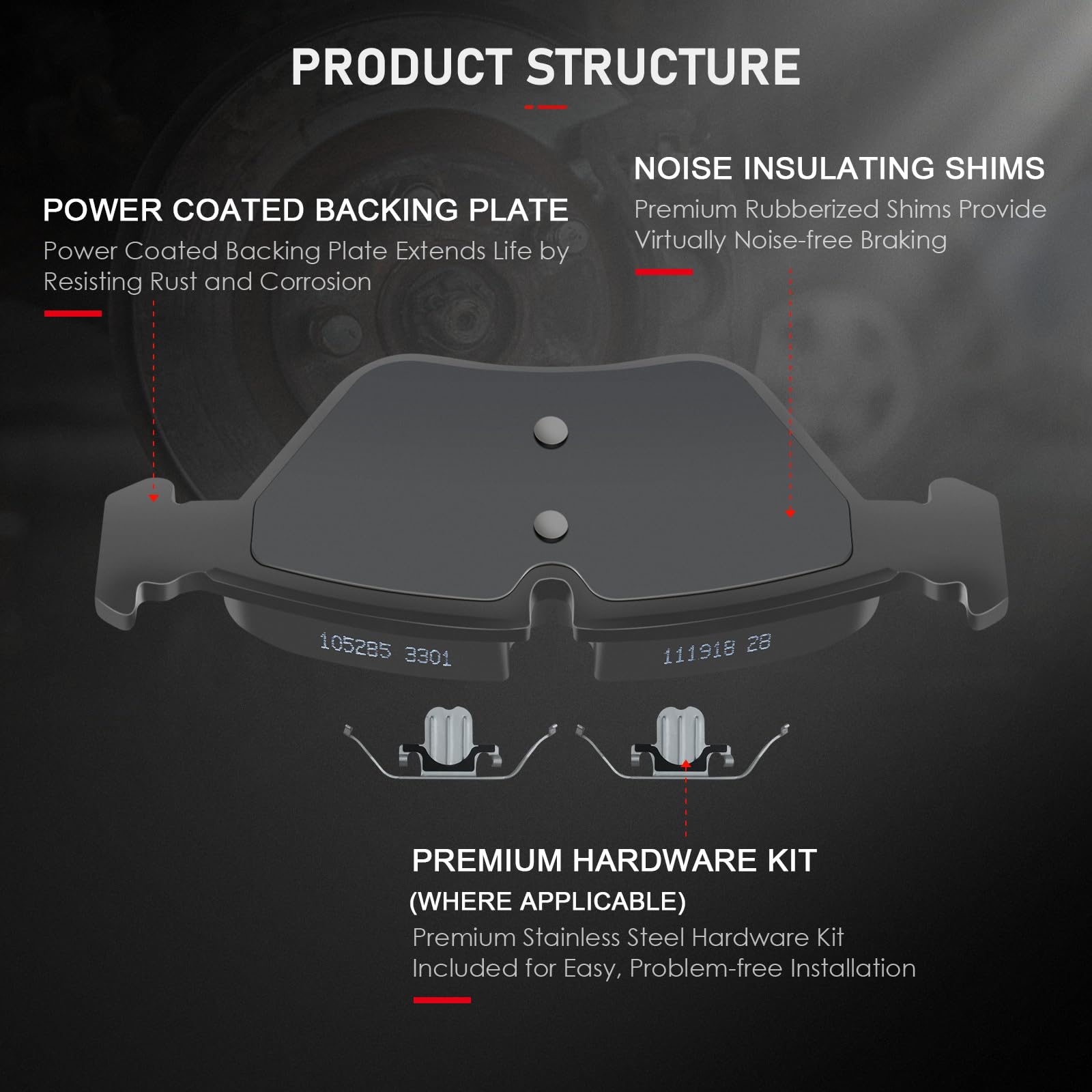 Cciyu D1061 D1042 Front & Rear Semi-Metallic Disc Brake Pads Kit For Bmw X5 2007-2018,For Bmw X6 2010-2019 8Pcs