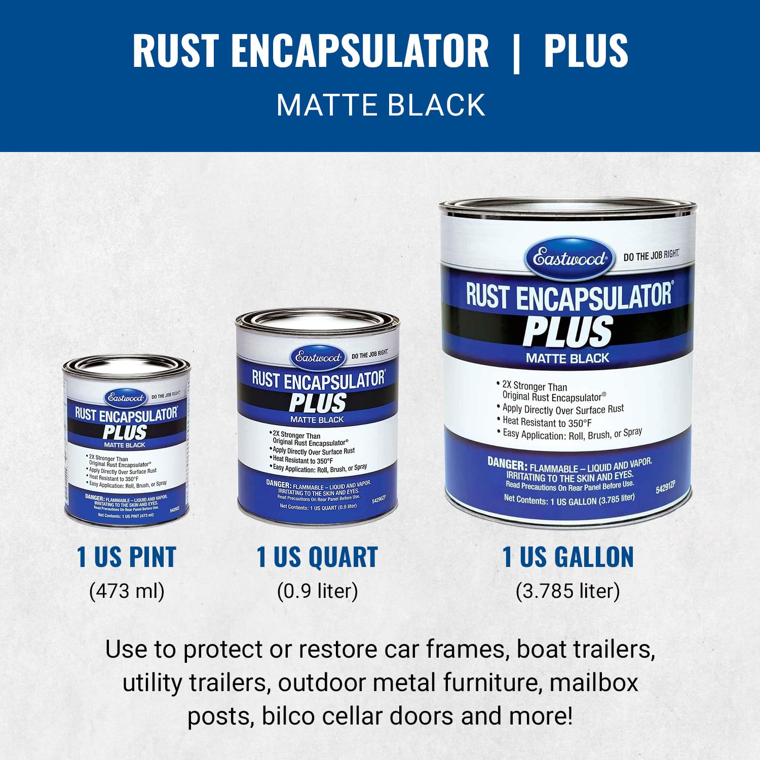 Eastwood Rust Encapsulator Plus - 1 Gallon Matte Black, Durable Heat Resistant Finish, Maximum Rust Protection up to 350°F