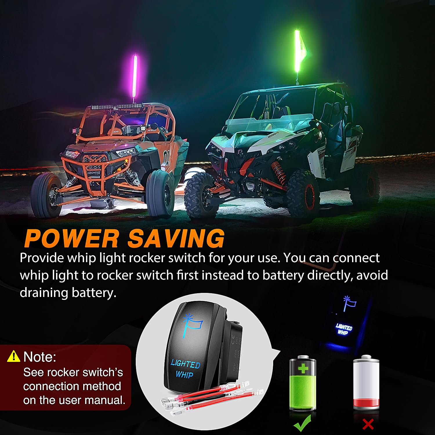 Nilight 1Pc 2Ft Spiral Rgb Led Whip Light W/Rgb Chasing/Dancing Lights Rf Remote Control Lighted Antenna Whips For Can-Am Atv Ut
