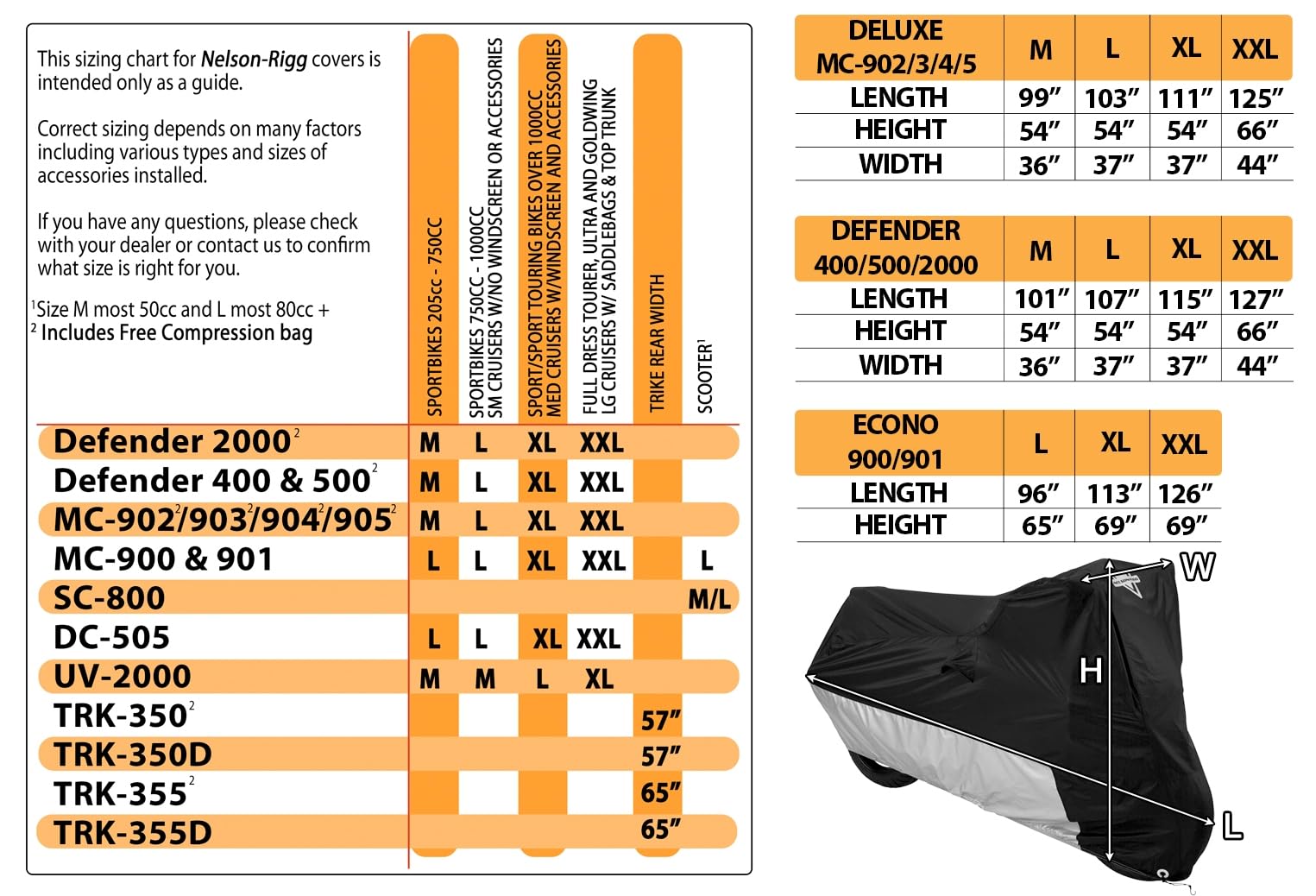 Nelson-Rigg Motorcycle Cover Mc-904 Black Silver Large