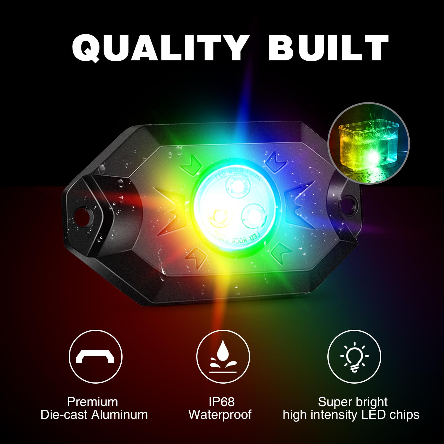 Nilight Rgb Led Rock Lights Kit, 6 Pods Underglow Multicolor Neon Light Pod With Bluetooth App Control Flashing Music Mode Ip68