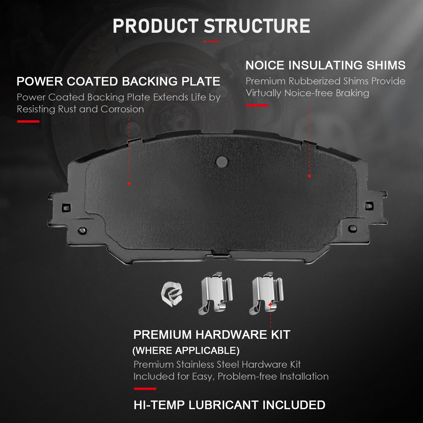 Cciyu D1210 Front Ceramic Brake Pads Kits 4Pcs Fit For 10-12 For Lexus Hs250H,09-10 For Pontiac Vibe,08-15 For Scion Xb,08-14 Fo
