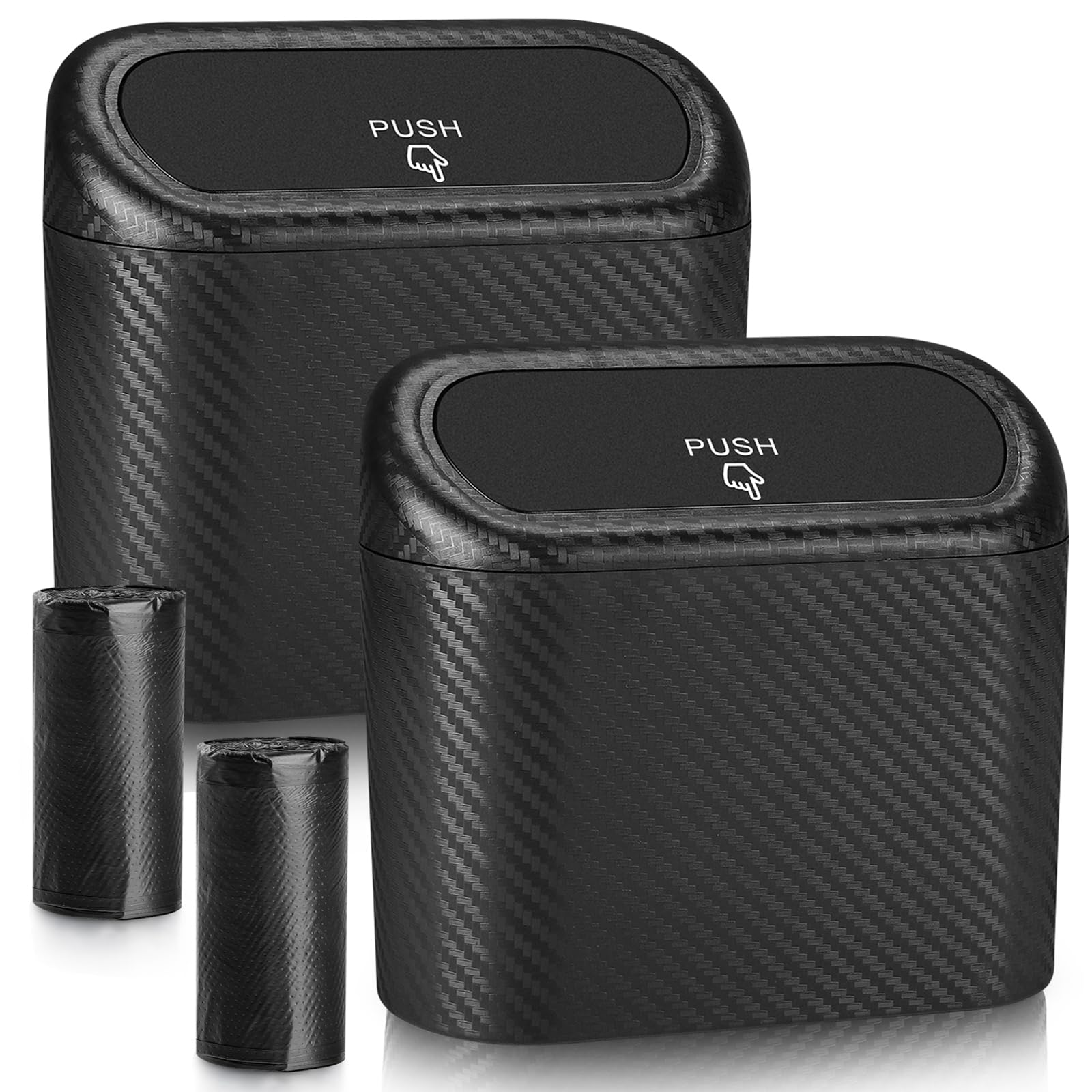 Accmor Car Trash Can With Lid, 2 Pack Mini Vehicle Trash Bin Car Dustbin Garbage Organizer Holder With Trash Bag, Small Hanging