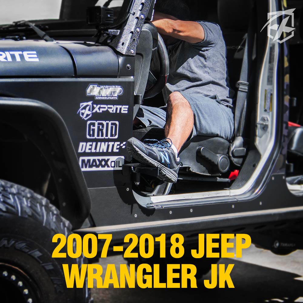 Xprite Metal Steel Front Door Foot Pegs Dog Paw Rest Pedals Compatible With 2007-2018 Jeep Wrangler Jk Jku Accessories - 1 Pair
