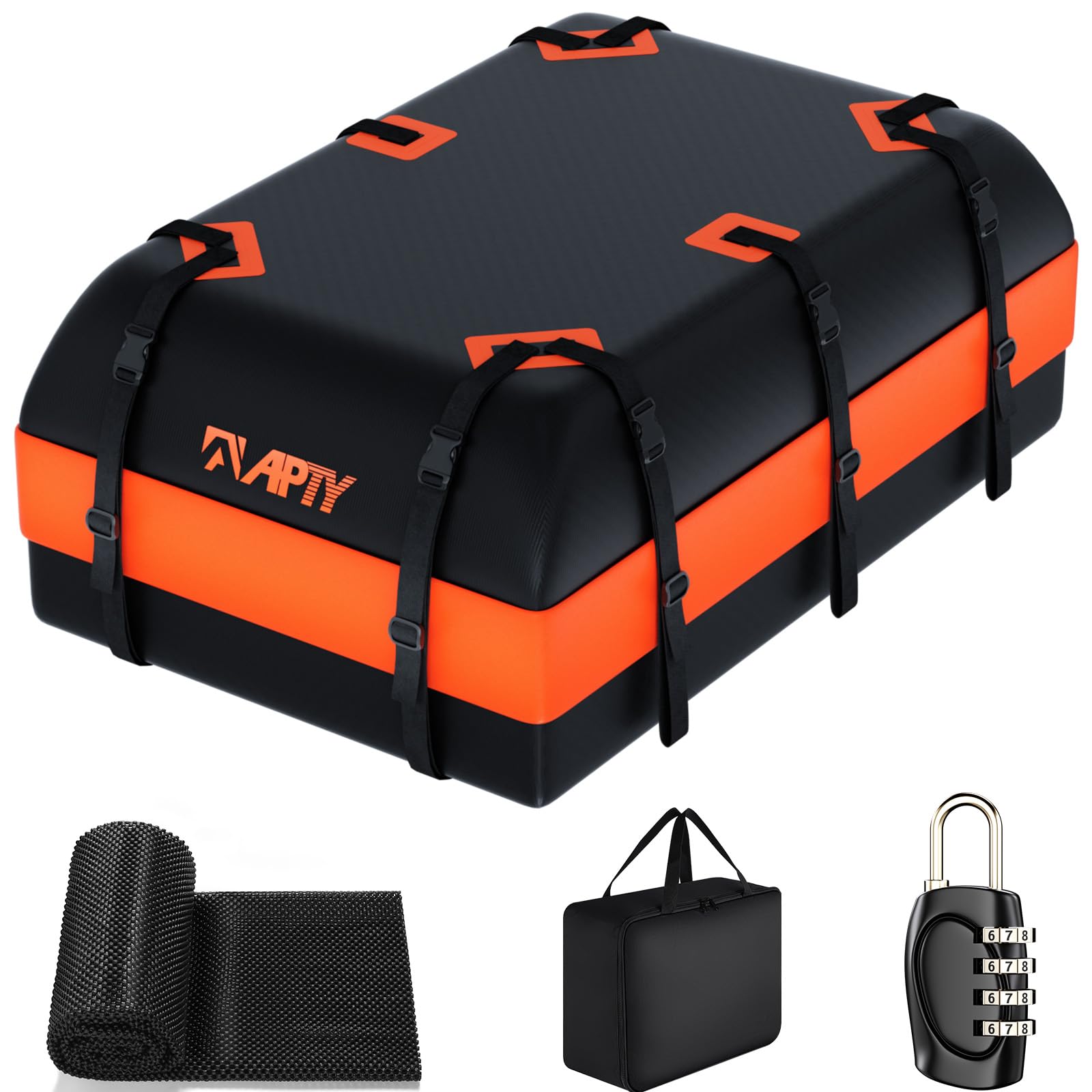 APTY Rooftop Cargo Bag Carrier - 21 Cubic Feet, Waterproof, Black, Model SMA-O21-2, Soft Luggage for All Vehicles
