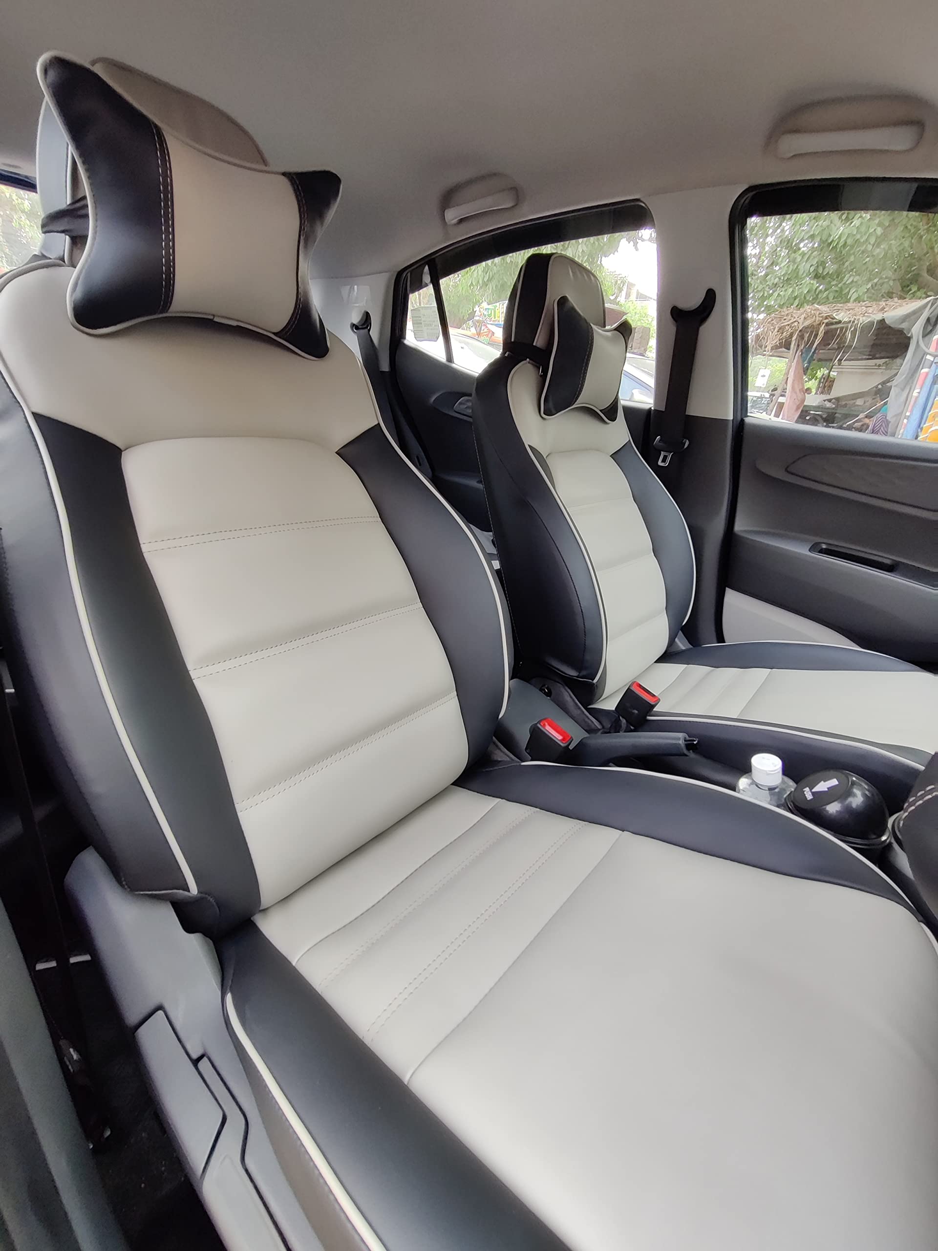 3D FRONTLINE PU Leather Best Fit Bblackigrey Car Seat Cover Compatible with Hyundai Grand i10 Nios