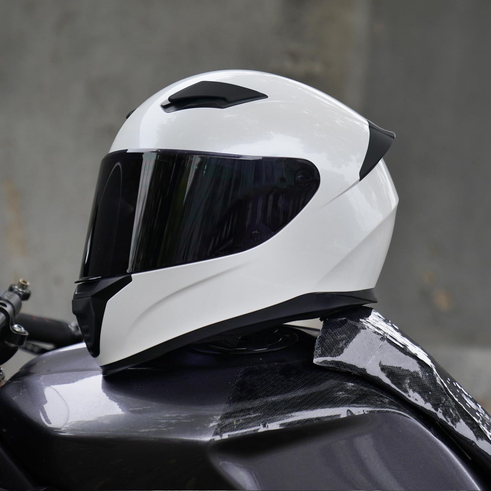 Jqf Gear Full Face Motorcycle Helmet Ws-607 Dot Approved Motorbike Racing Street Bike Helmets For Adults With Visor (Gloss White