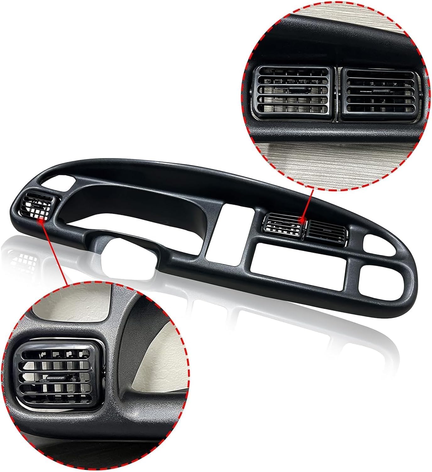 ECOTRIC Dash Board Cluster Bezel Cover for 1998-2002 Dodge Ram 1500/2500/3500, Black, Includes Clips, Model VC-LYAP-267-