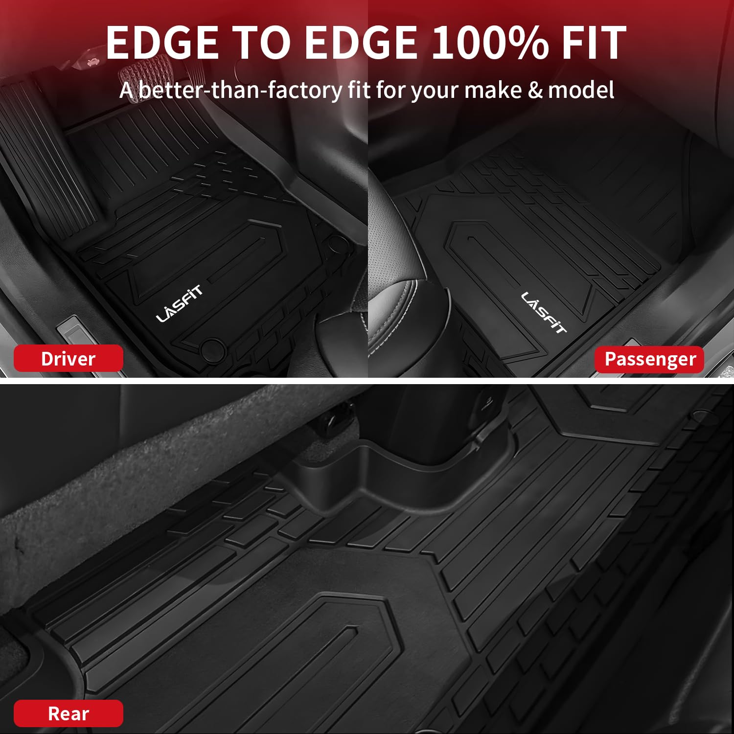 Lasfit Floor Mats For Chevrolet Chevy Equinox/Gmc Terrain Car Mats 2018-2024 (Not Fit Equinox Ev), All Weather Tpe Custom Fit Au