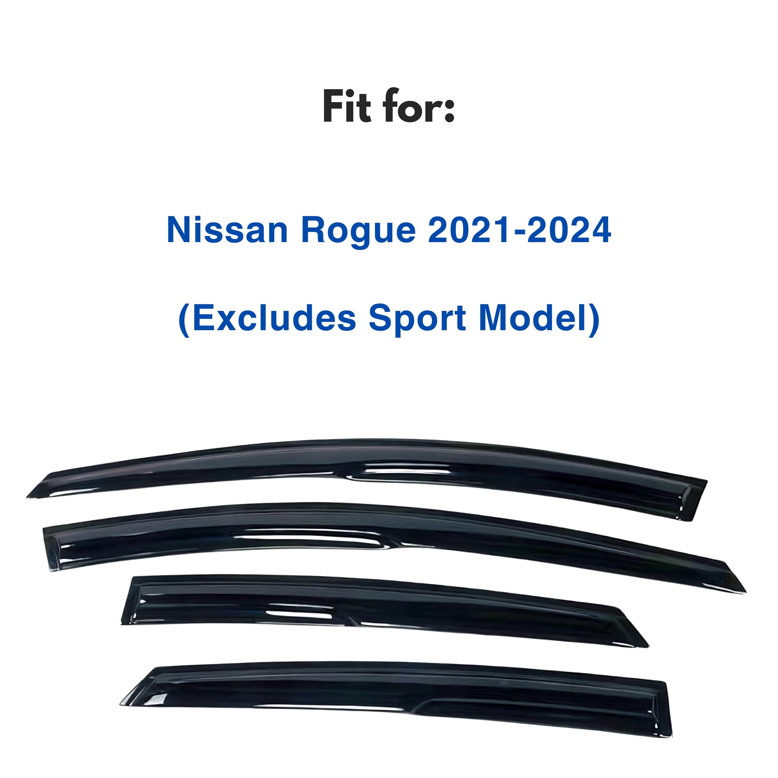 Ig Window Visor For Nissan Rogue 2021-2024, Rain Guard Tape-On Extra Durable Sun Wind Side Vent Window Deflector Mugen Style, 20