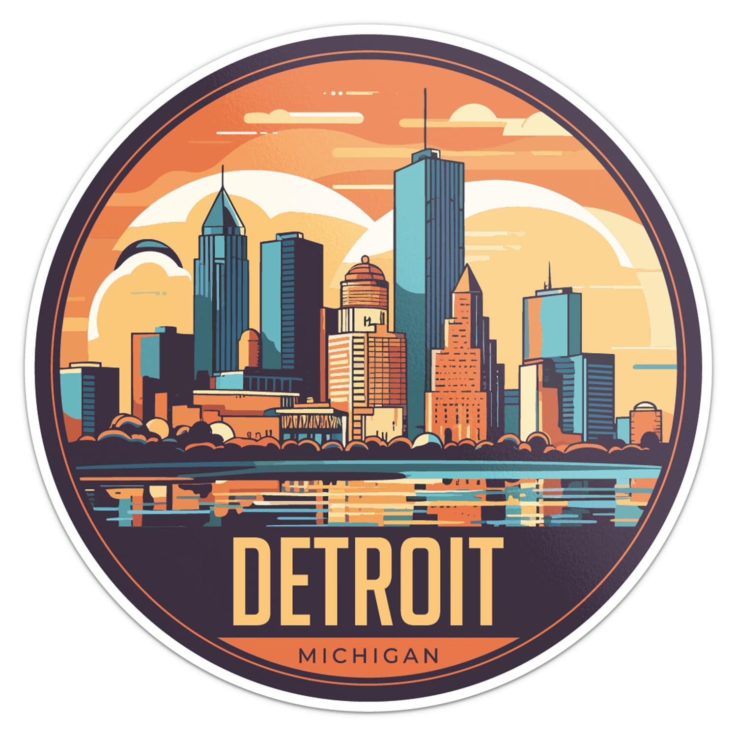 Detroit City Sticker - Waterproof Vinyl Decal for Car Bumper, Laptop, Water Bottle, Wall, and Window, Size - 5'' Longer Side
