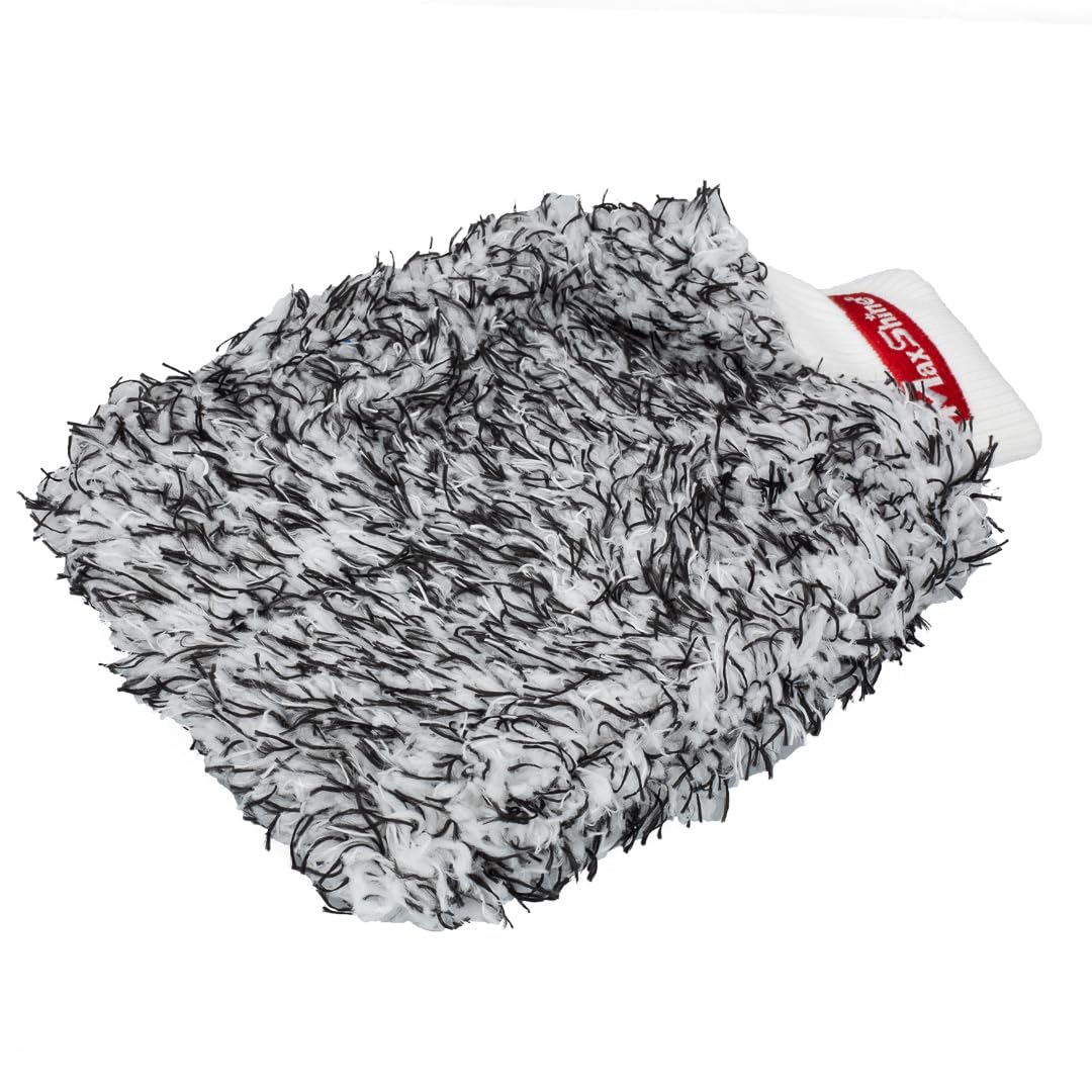 Maxshine Microfiber Wash Mitt (White & Black) - Premium Car Detailing Mitt, Scratch-Free, Lint-Free Glove for Washing Cars, Truc