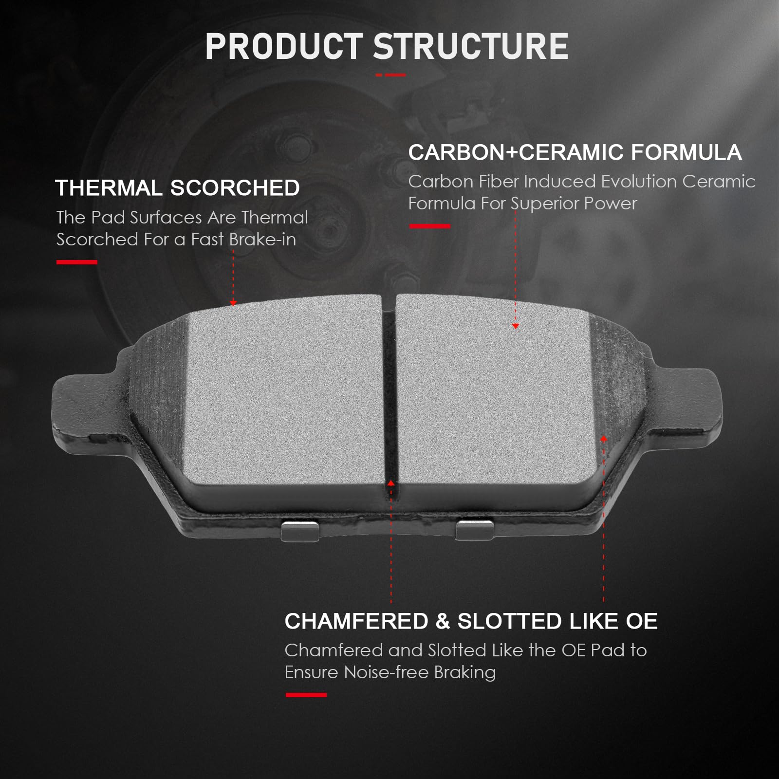Cciyu D1161 Rear Ceramic Brake Pads Kits 4Pcs Fit For 2006-2012 For Ford Fusion,2007-2012 For Lincoln Mkz,2006 For Lincoln Zephy